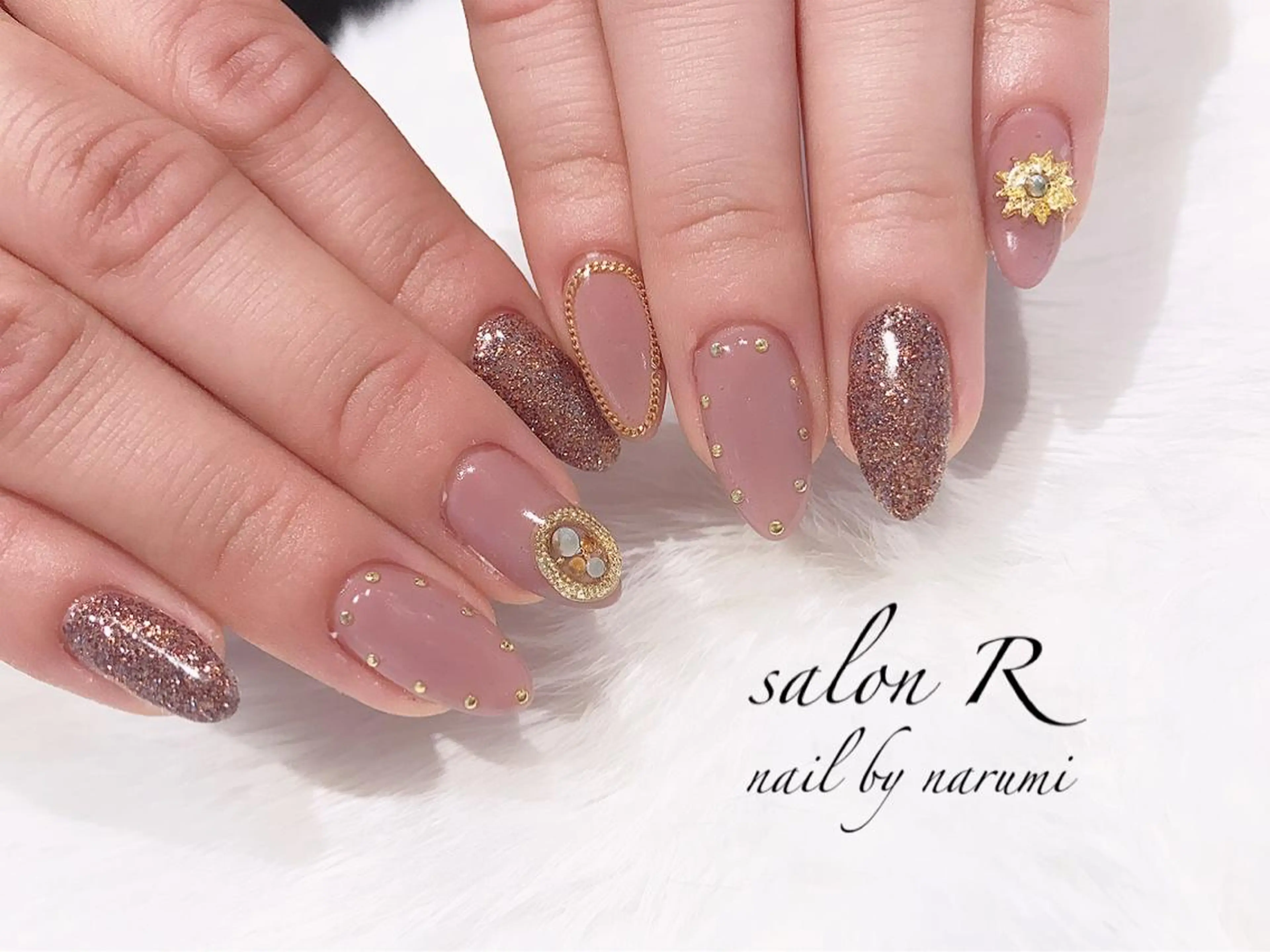 ネイル ピンク ピンクベージュ ハンドネイル Re Pearl～コーディネートサロン～ 市駅前店所属・NARUMI HYODOのネイルデザイン