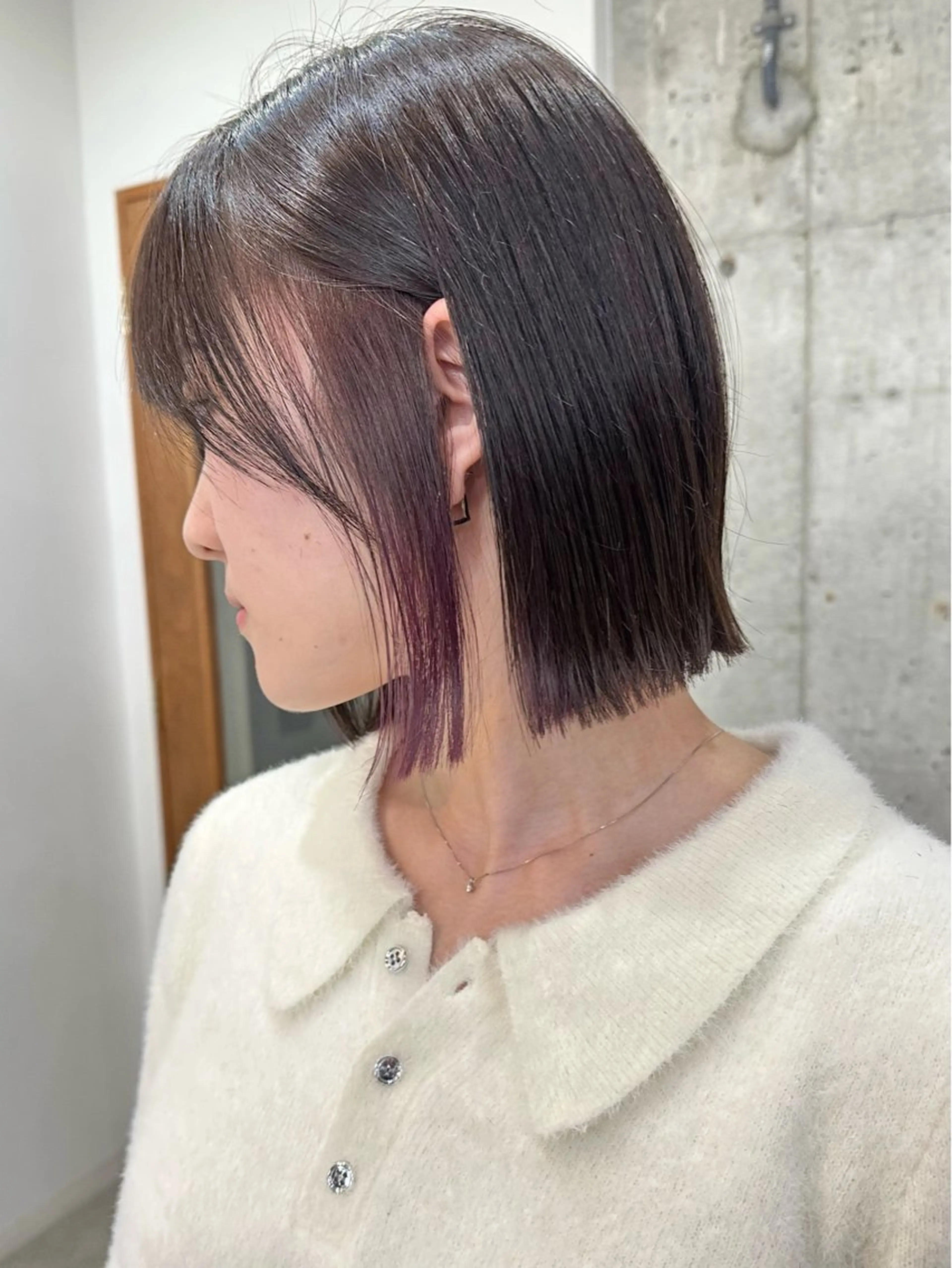 ショート 切りっぱなしボブ ショートボブ ボブ くびれヘア 顔まわりレイヤー カット ヘアカラー トリートメント SAKURA表参道所属・切りっぱなしボブ/ デザインカラー店長のヘアスタイル