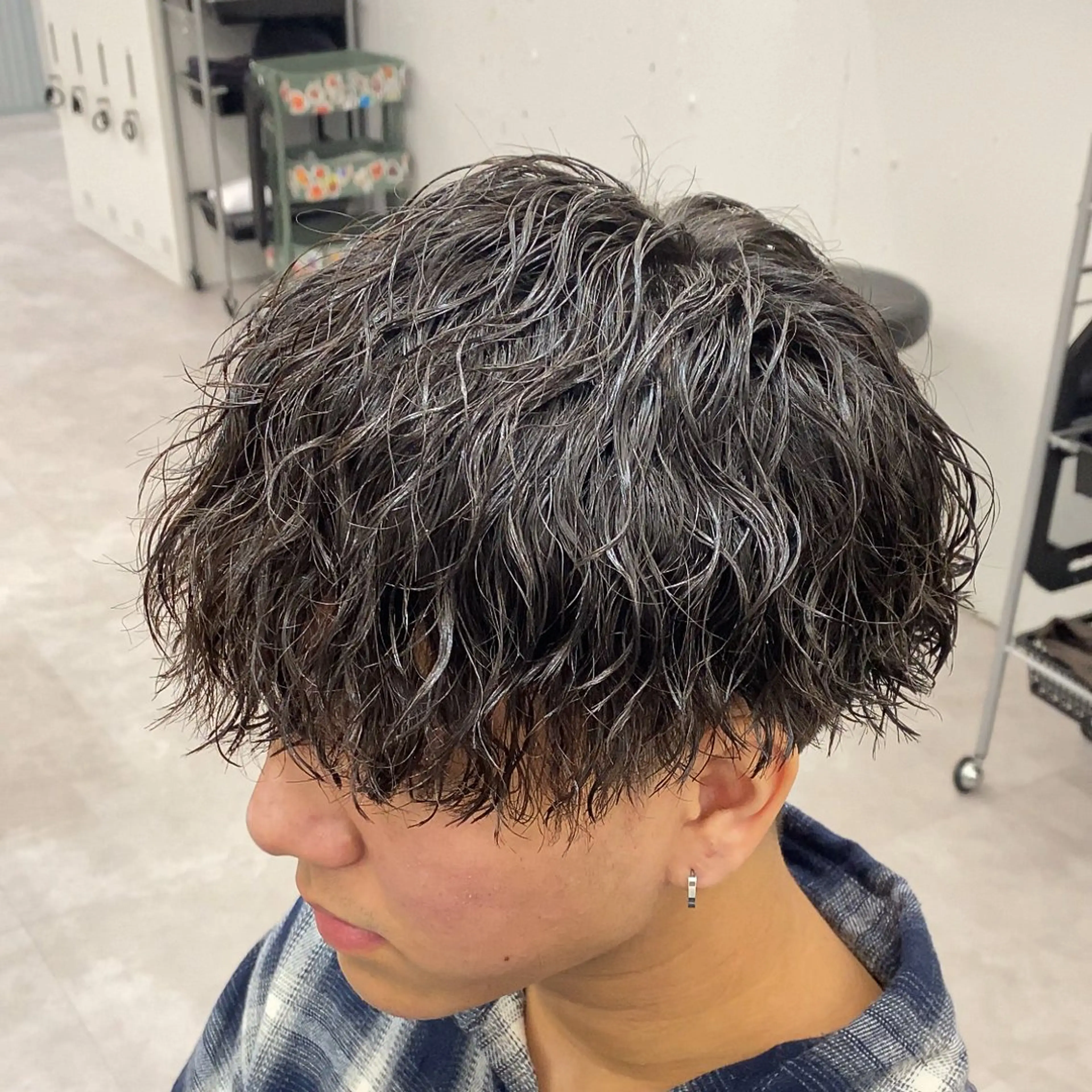 ショート パーマ メンズ カット パーマ メンズ特化LIBER 石川玲央のヘアスタイル