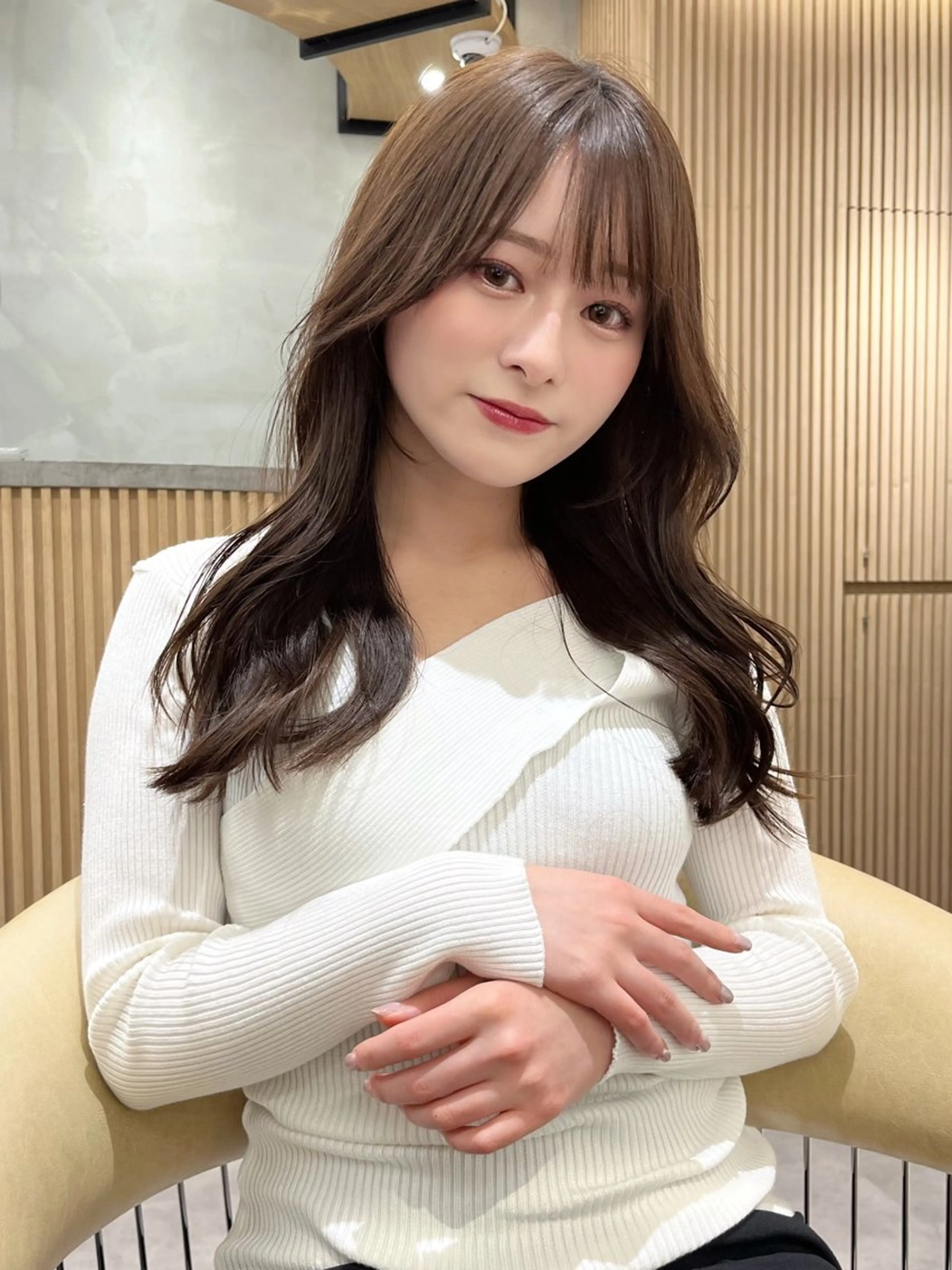 ロング カラー アッシュ 黒髪 ブルーカラー ブルーブラック グレージュ カット ヘアカラー トリートメント 大人韓国ヘア🇰🇷 蒲生優のヘアスタイル