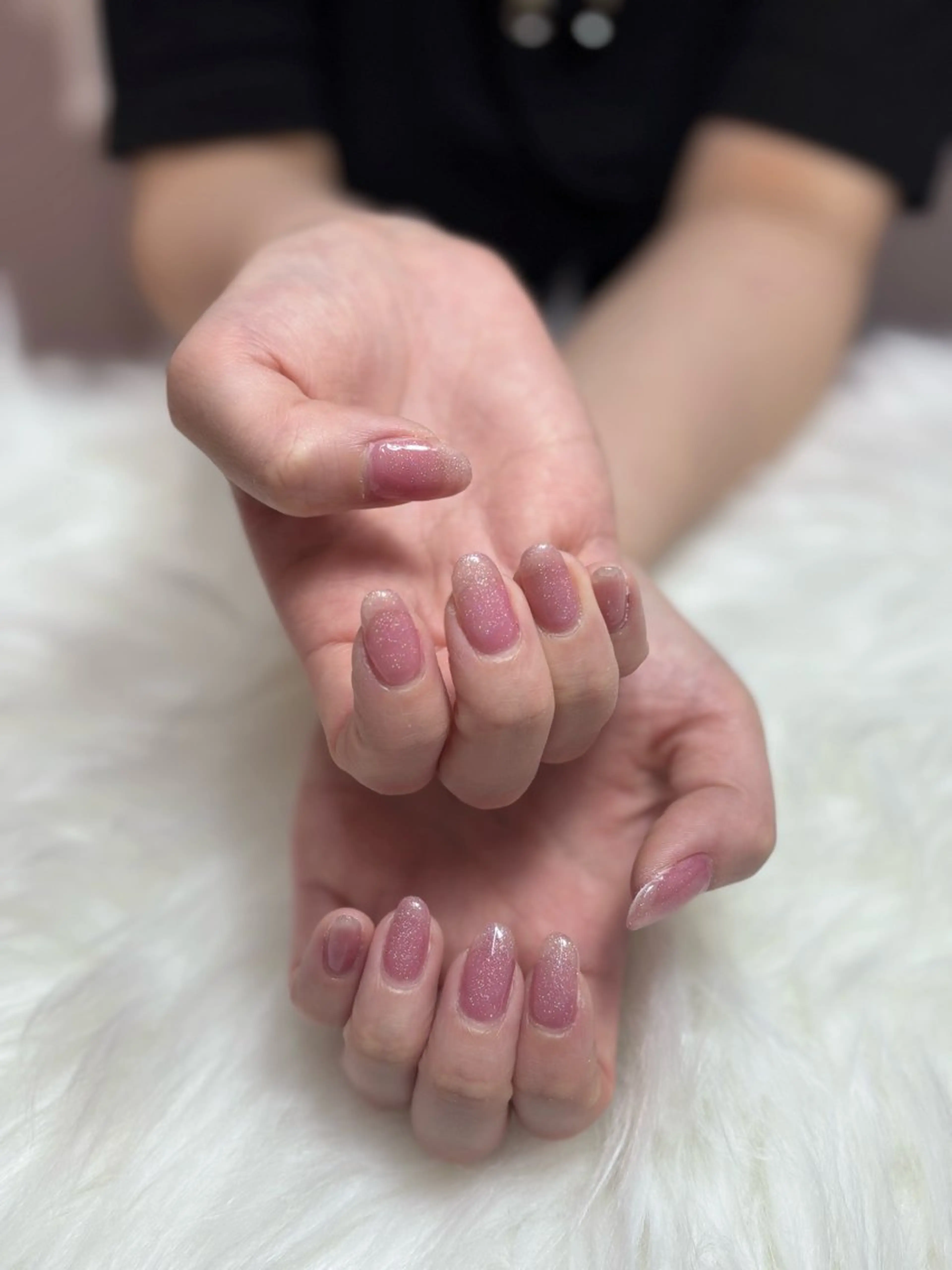 ネイル ラメ(グリッター) オフィスネイル ピンク シンプルネイル hayun ハユンのネイルデザイン