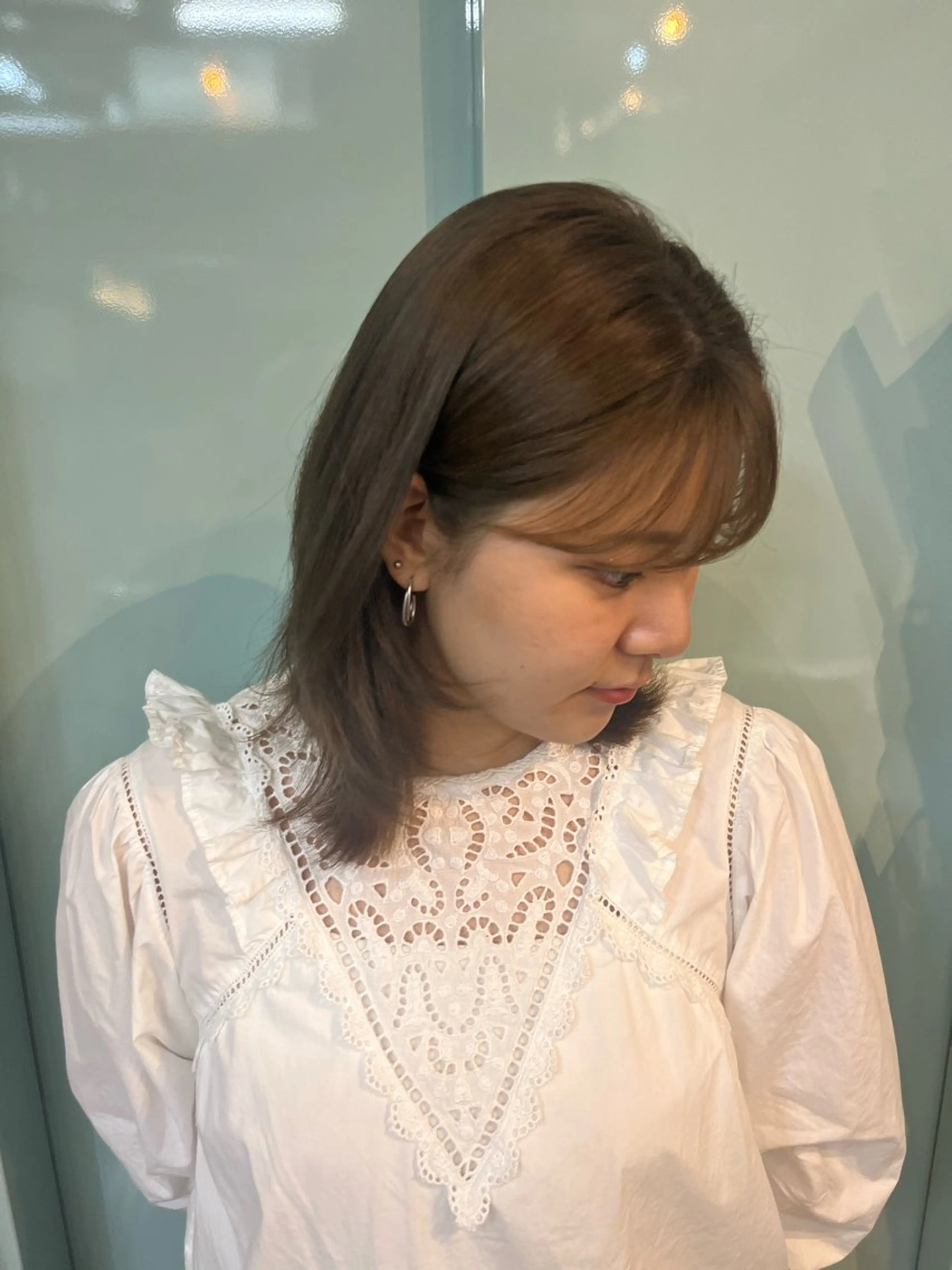 ミディアム カラー ベージュカラー 透明感カラー オリーブベージュ ヘアカラー ドアベルヘアリビング所属・加藤志保 🎗️🫧モデル募集のヘアスタイル