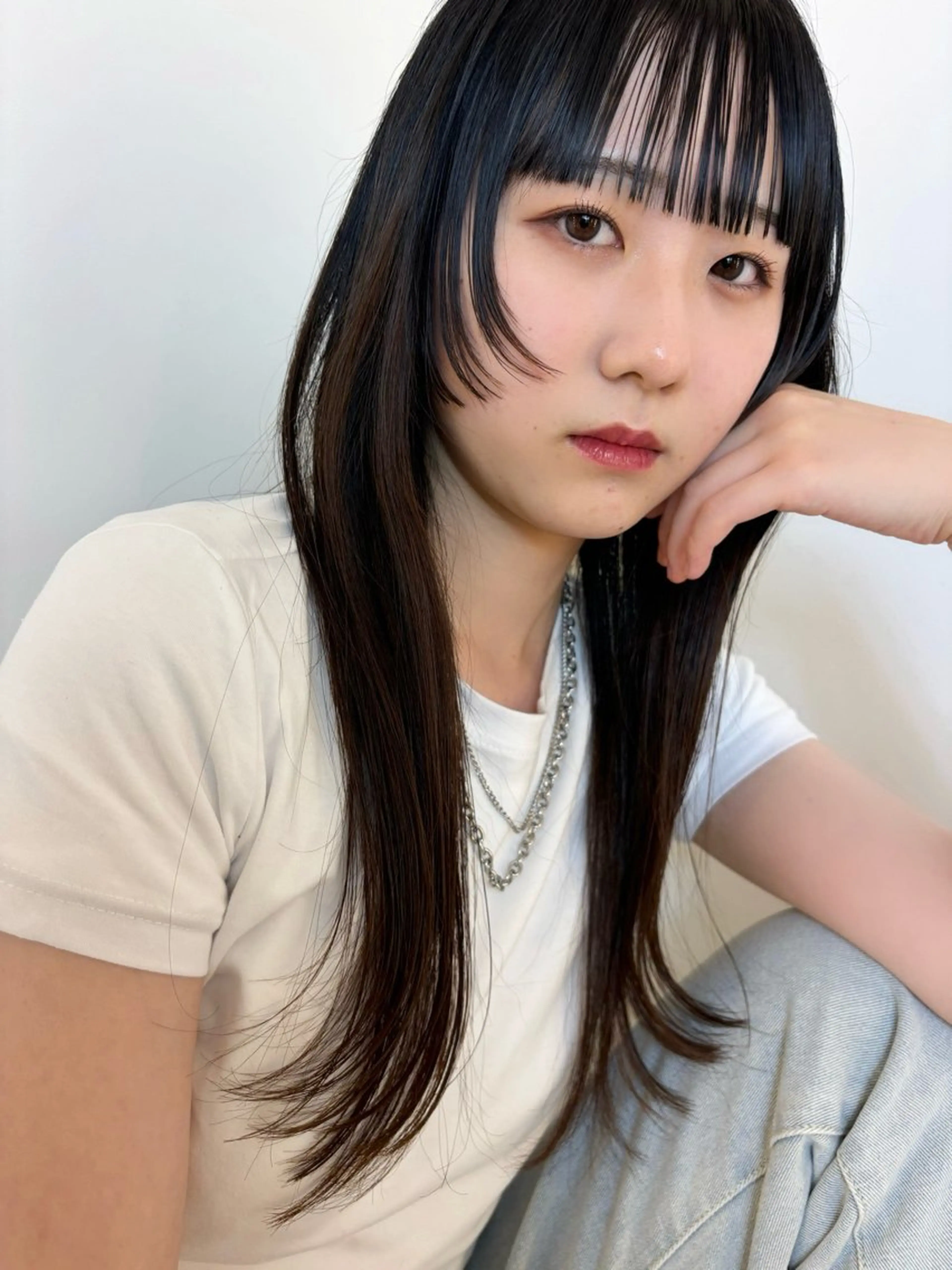 ロング 顔まわりレイヤー 顔周りカット 姫カット レイヤーカット KEYMAN HARUKAのマツエク・マツパデザイン