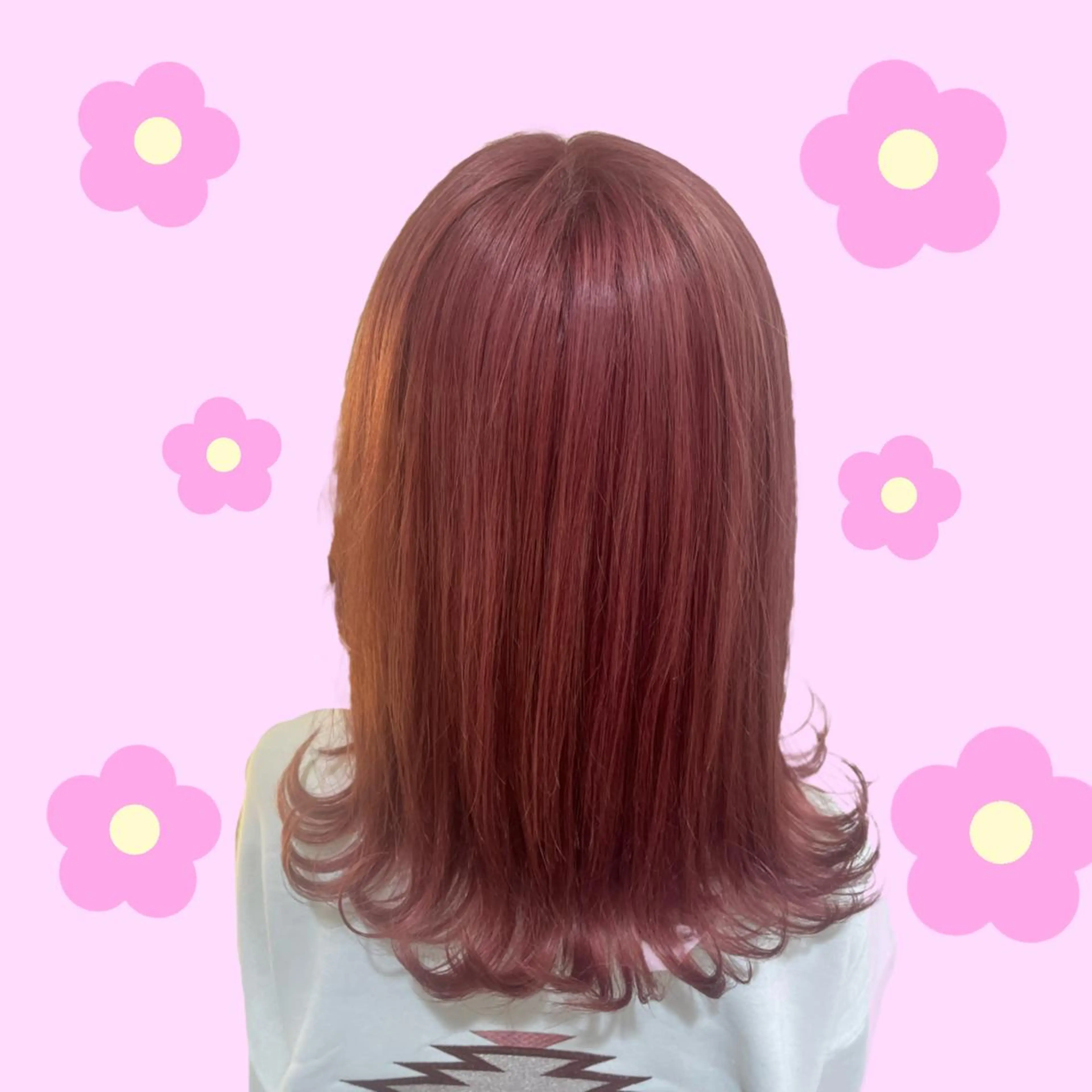 ミディアム カラー ヘアアレンジ ピンクカラー ヘアカラー 🦄ブリーチ💜エク ステ💜MIU🦄のヘアスタイル