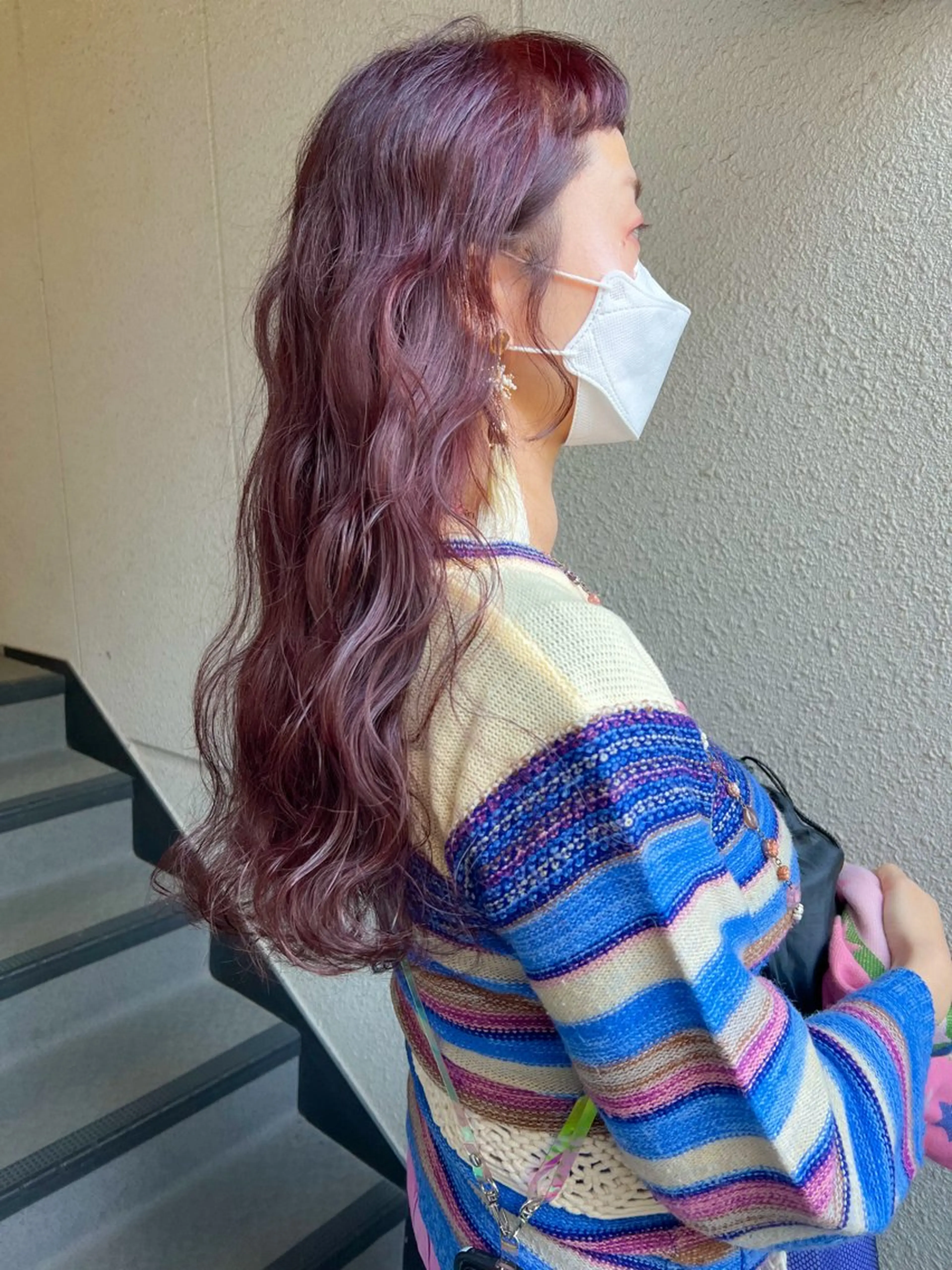 ロング カラー ボルドーカラー オン眉 カラーパティシエ facce🌼ikoのヘアスタイル