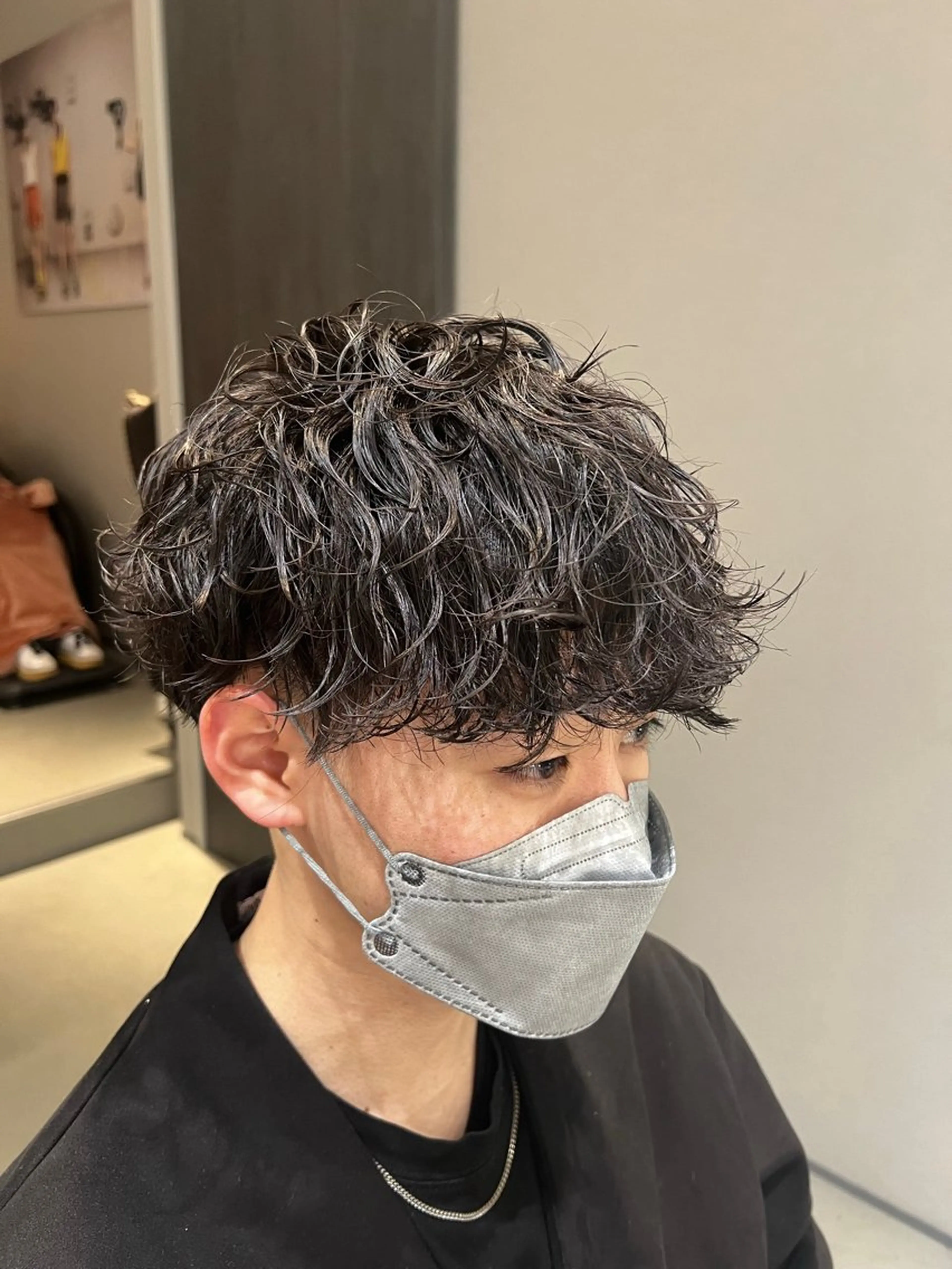 ショート パーマ メンズ カット パーマ unopulir Vamos店所属・梅田茶屋町メンズ 専門美容師 山元一平のヘアスタイル