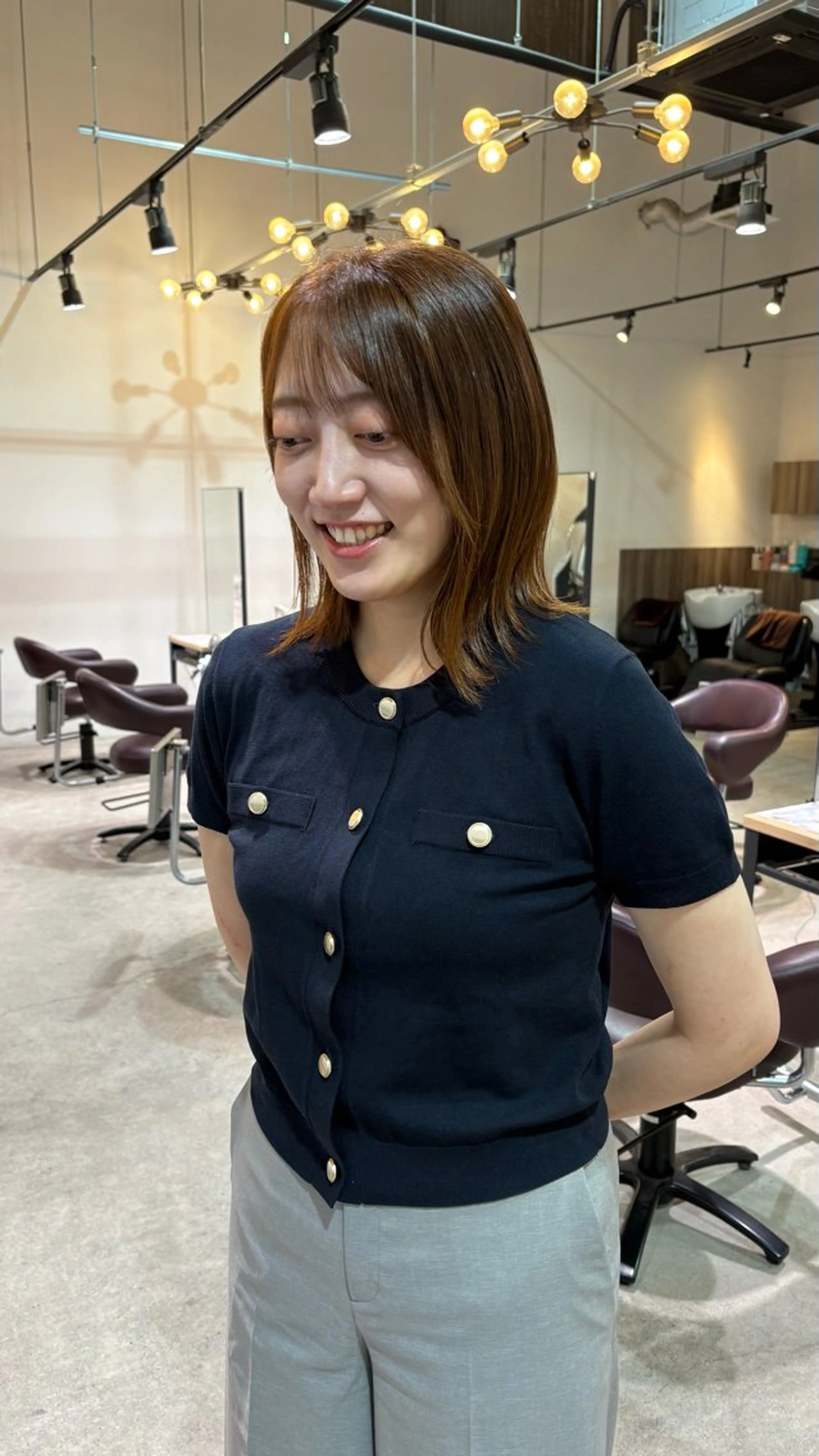 セミロング カラー ベージュカラー モデル募集 和田のヘアスタイル