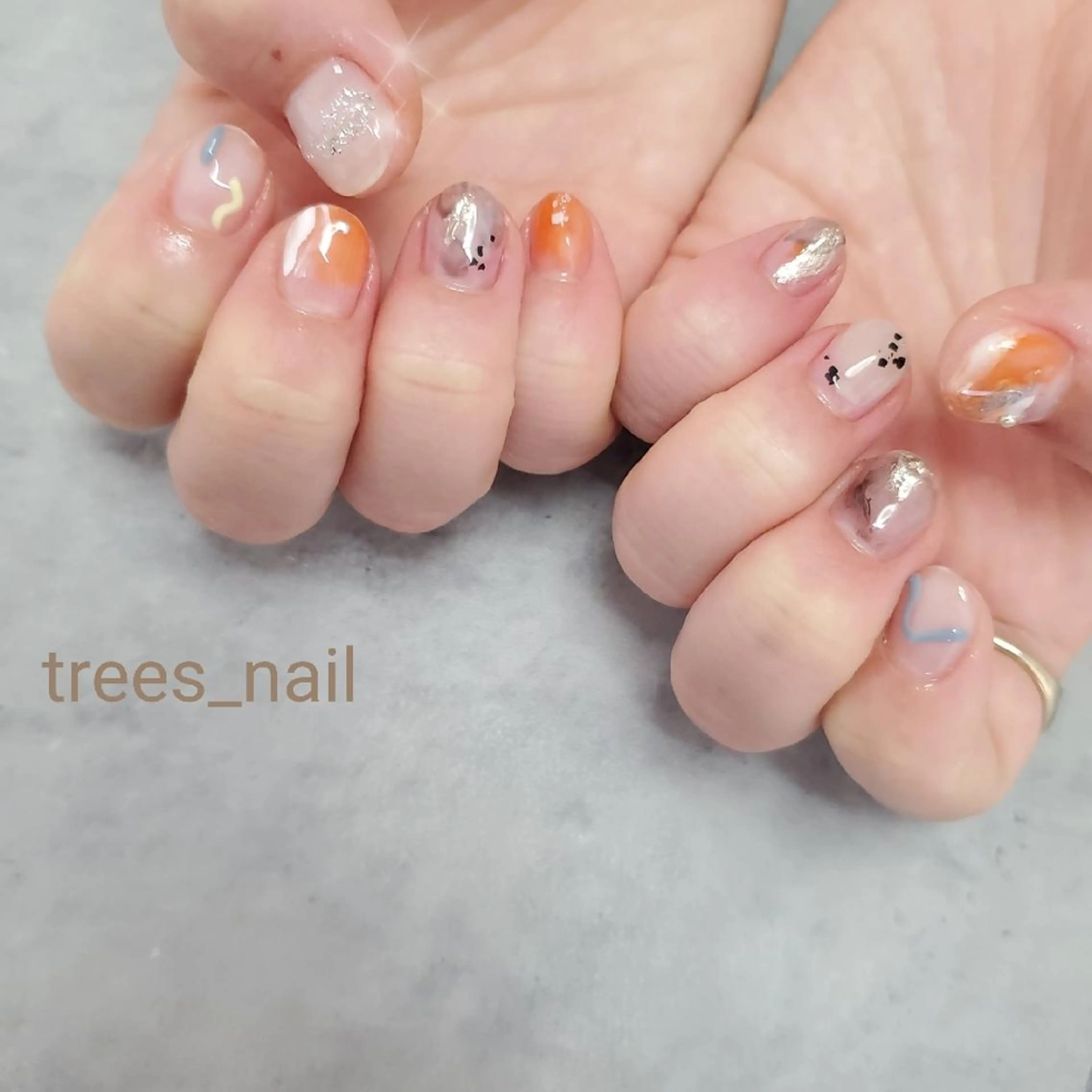 ネイル アートネイル ジェルネイル ミラーネイル ニュアンスネイル ハンドネイル フットネイル trees_ nailのネイルデザイン