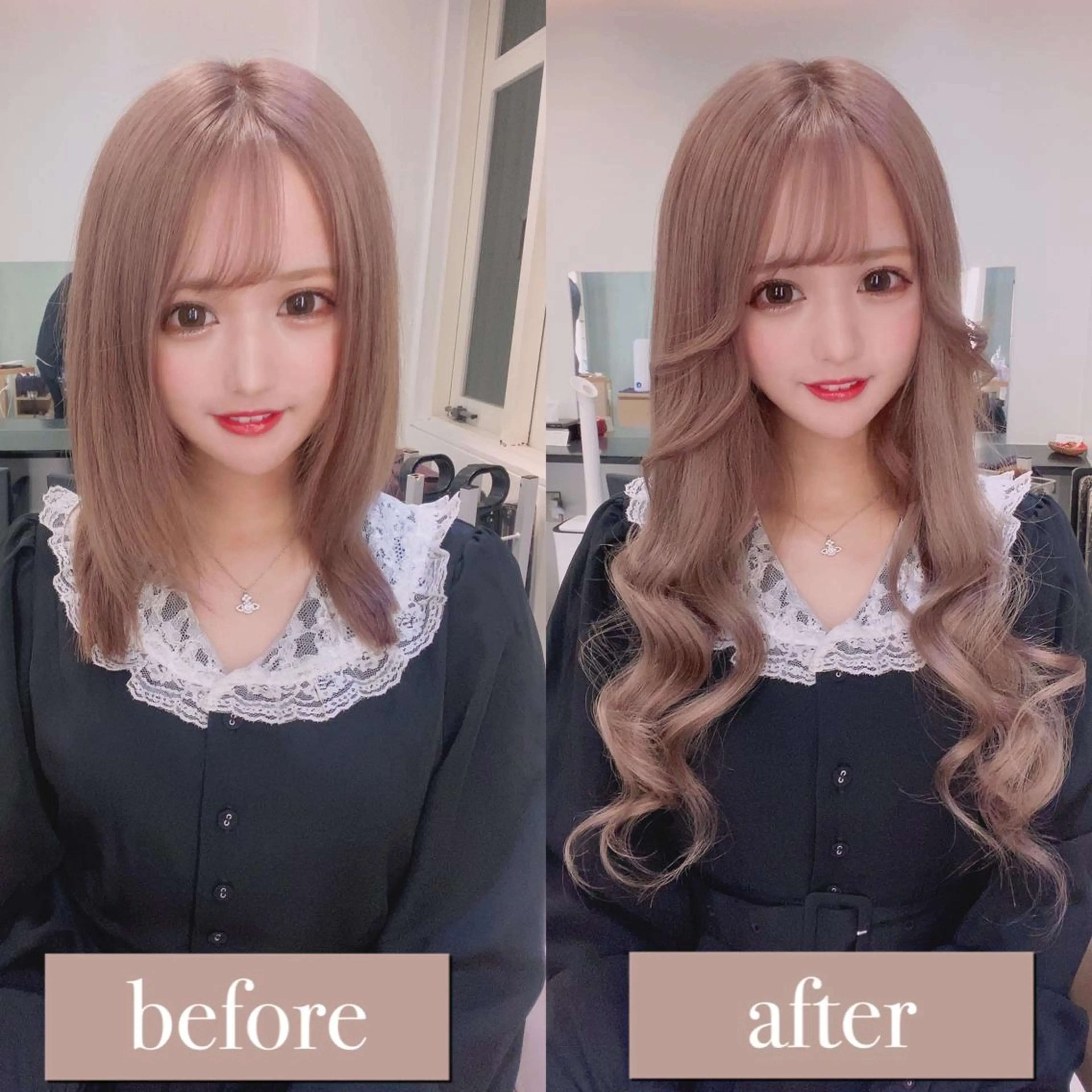 ロング カラー シールエクステ ベージュカラー ミルクティーベージュ エクステ カット エクステ エクステ　ユノキ リョウタのヘアスタイル