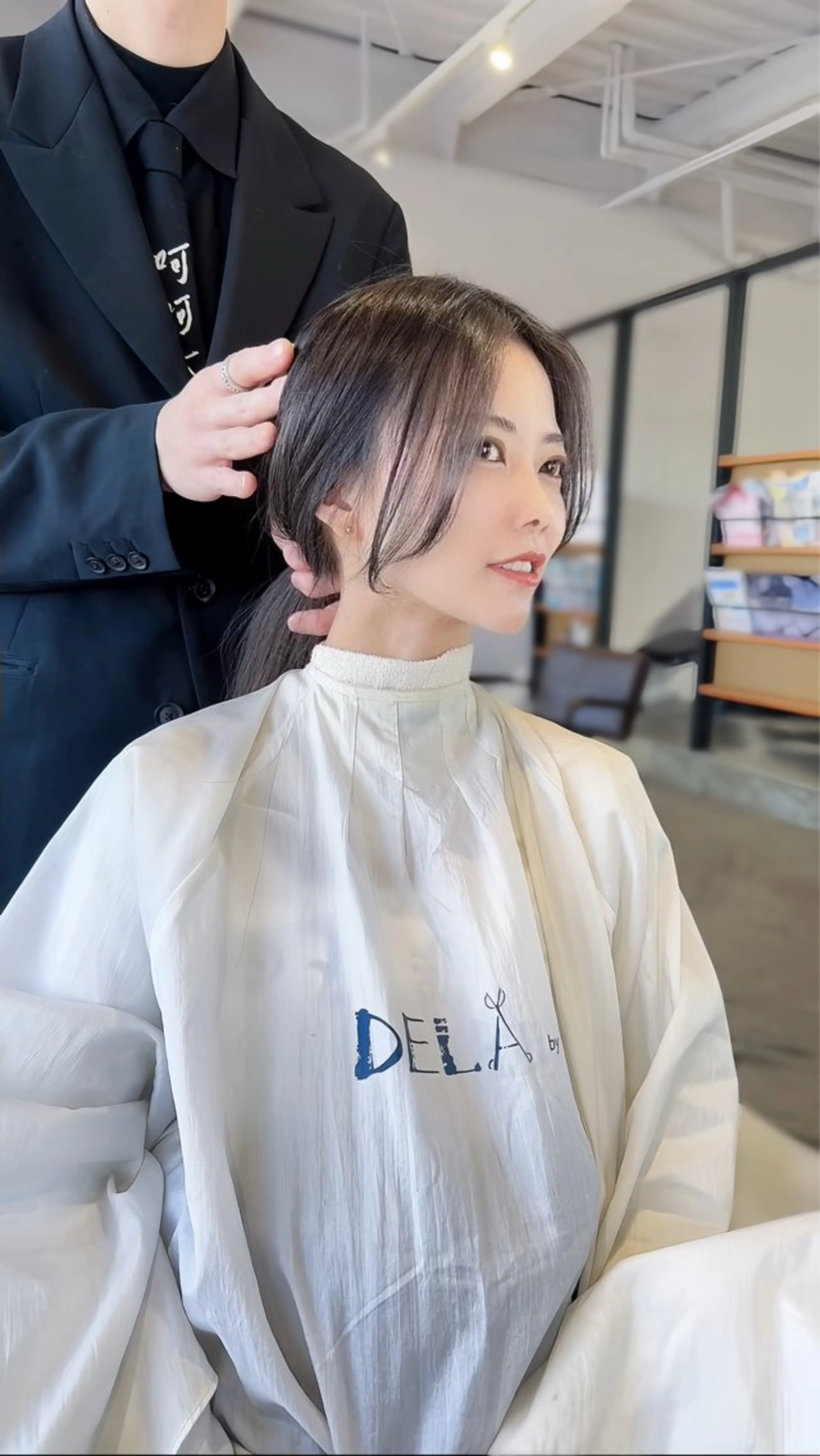 セミロング 顔周りカット カット 永田竜一/縮毛矯正/ 大人可愛い/レイヤーのヘアスタイル