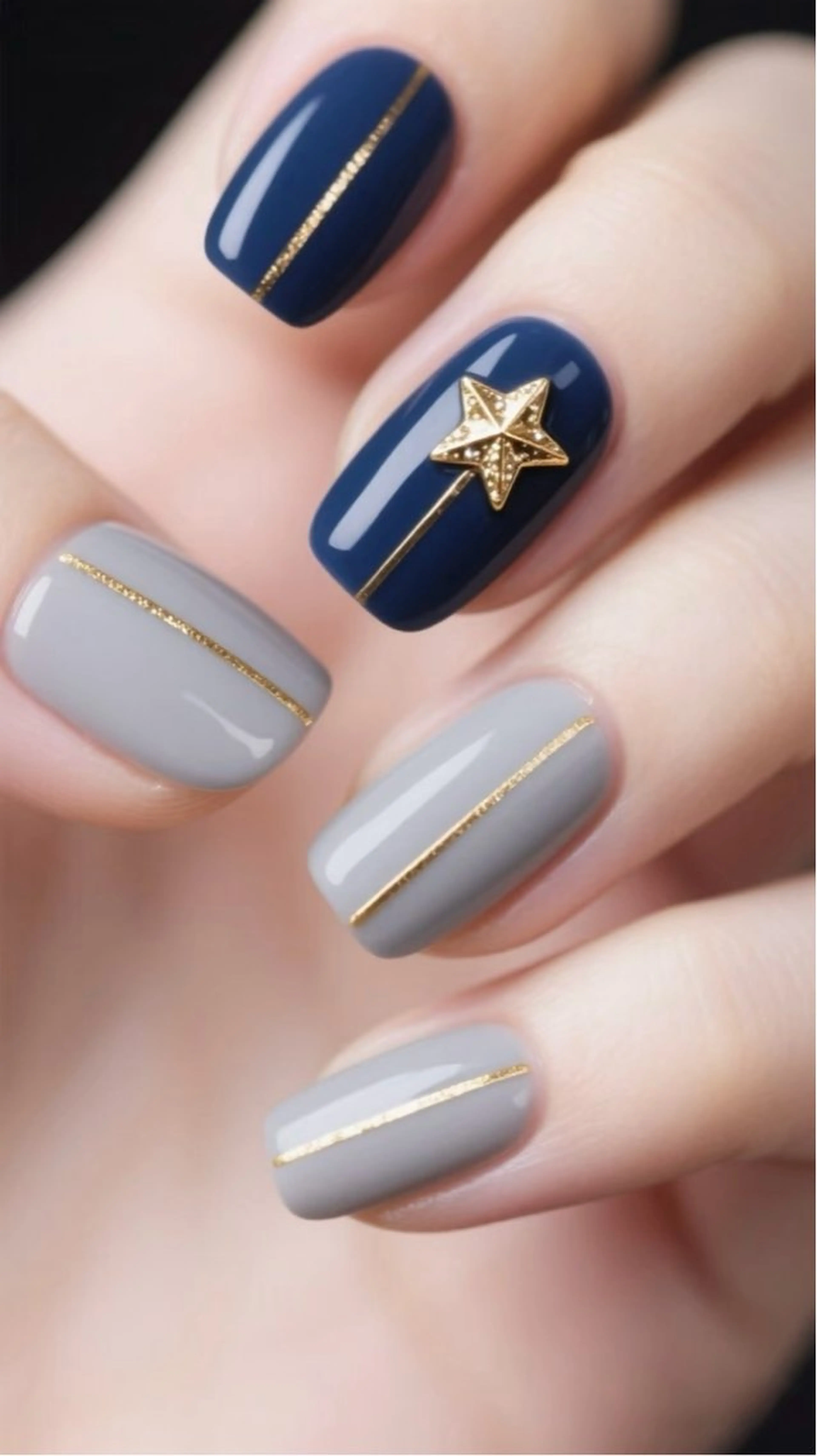 ネイル ハンドネイル H3 Nail Tsuki🦋💙のネイルデザイン