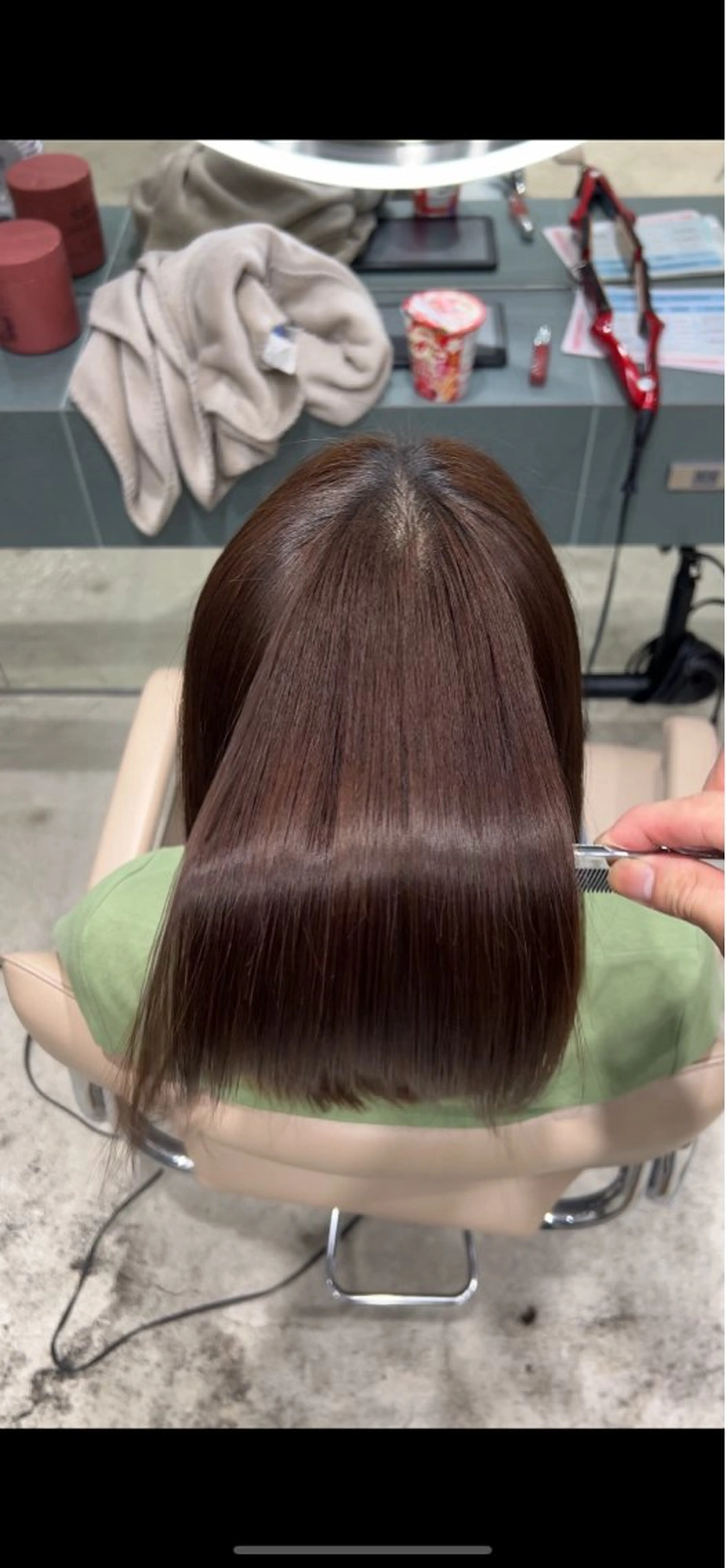 ミディアム カラー カット ヘアカラー トリートメント ✨髪質改善 縮毛矯正 艶髪 立川美容室✨のヘアスタイル