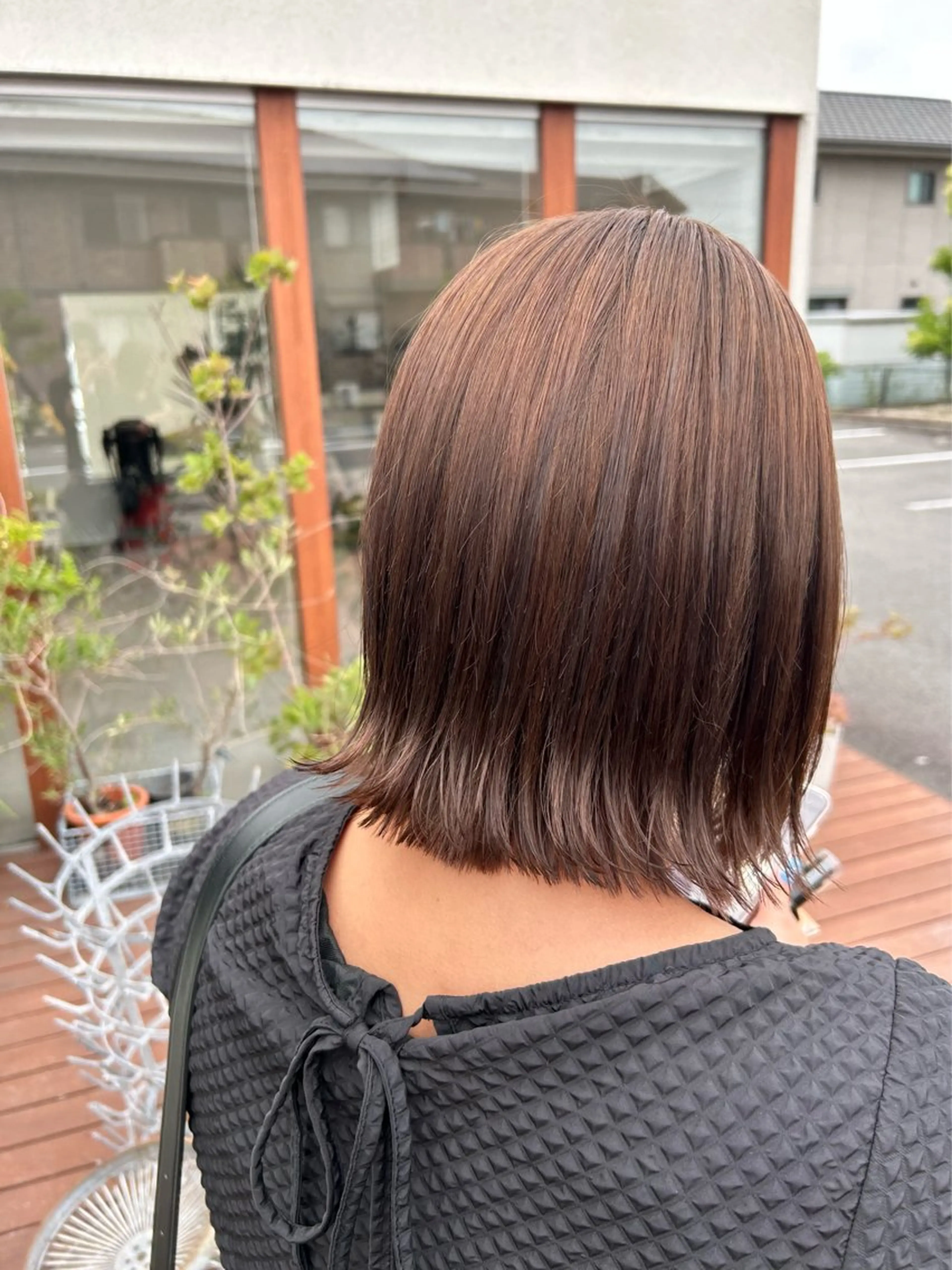 ミディアム カラー ブラウンカラー ピンクカラー ピンクブラウン 中田 大雅のヘアスタイル