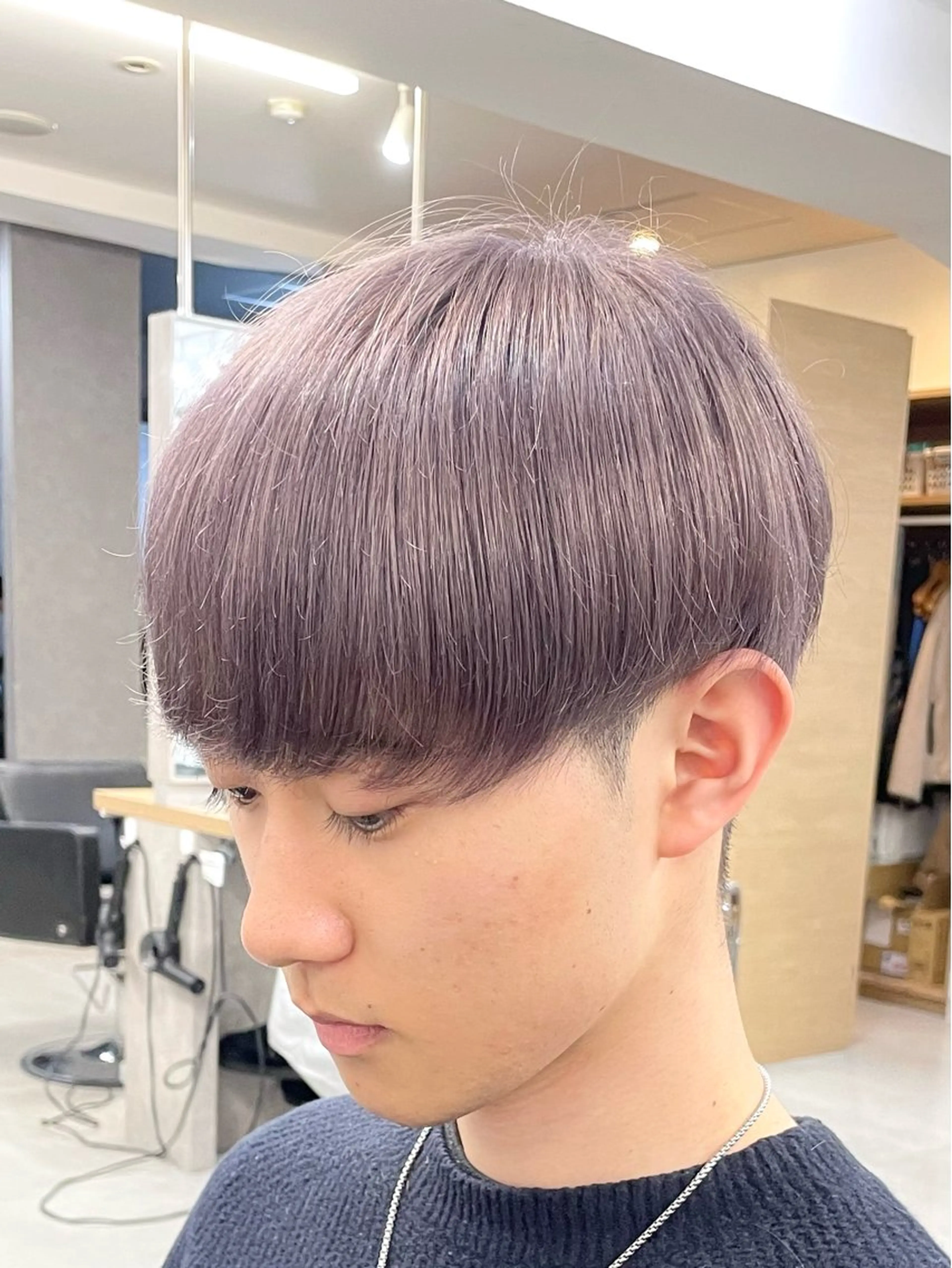 ショート カラー ブリーチ ダブルカラー グレージュ ラベンダーカラー ラベンダーグレージュ カット ヘアカラー AI TOKYO men's 渋谷所属・カマタ ハルキのヘアスタイル