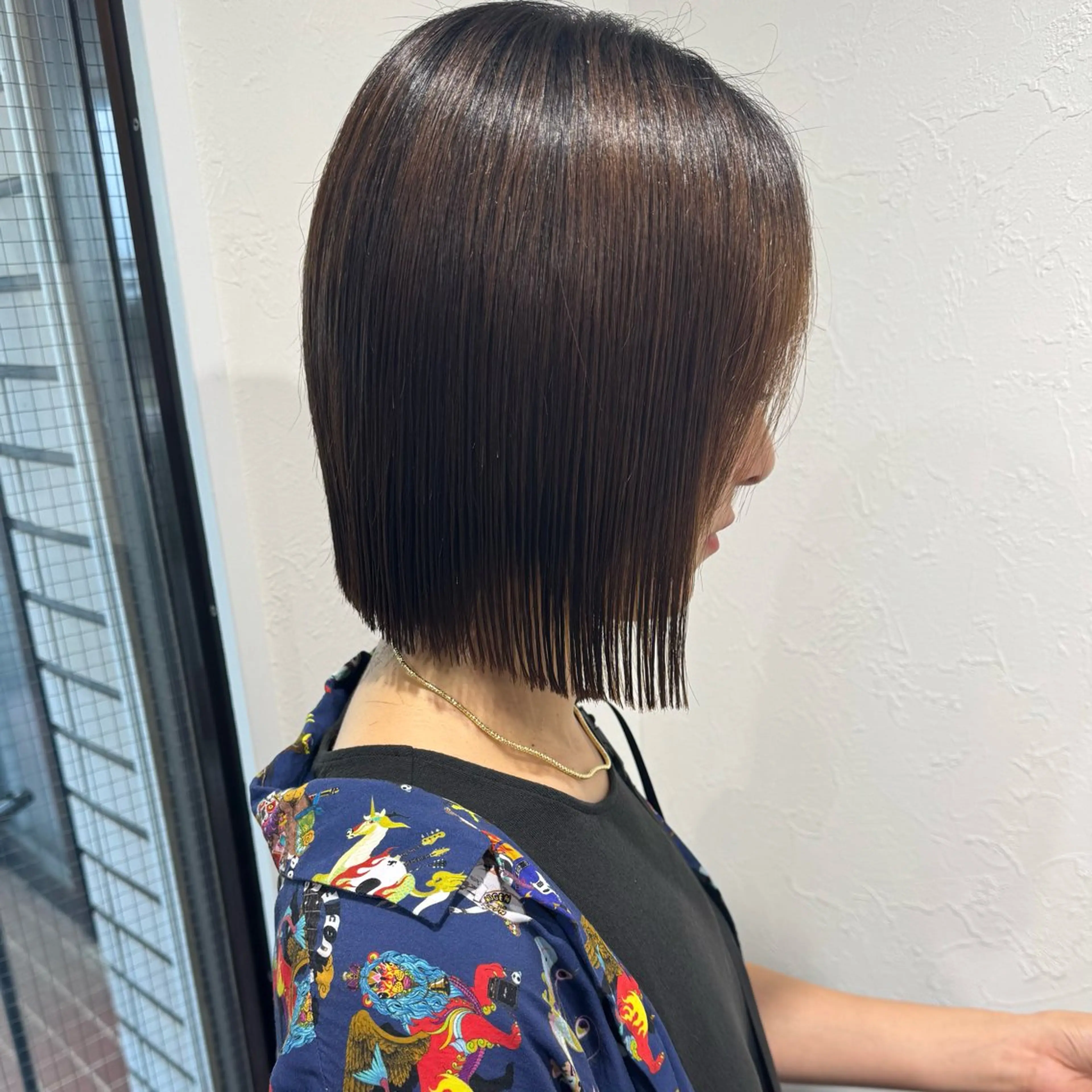 ミディアム 切りっぱなしボブ ボブ カット 艶カラー/カット AYANO 💗🪽のヘアスタイル