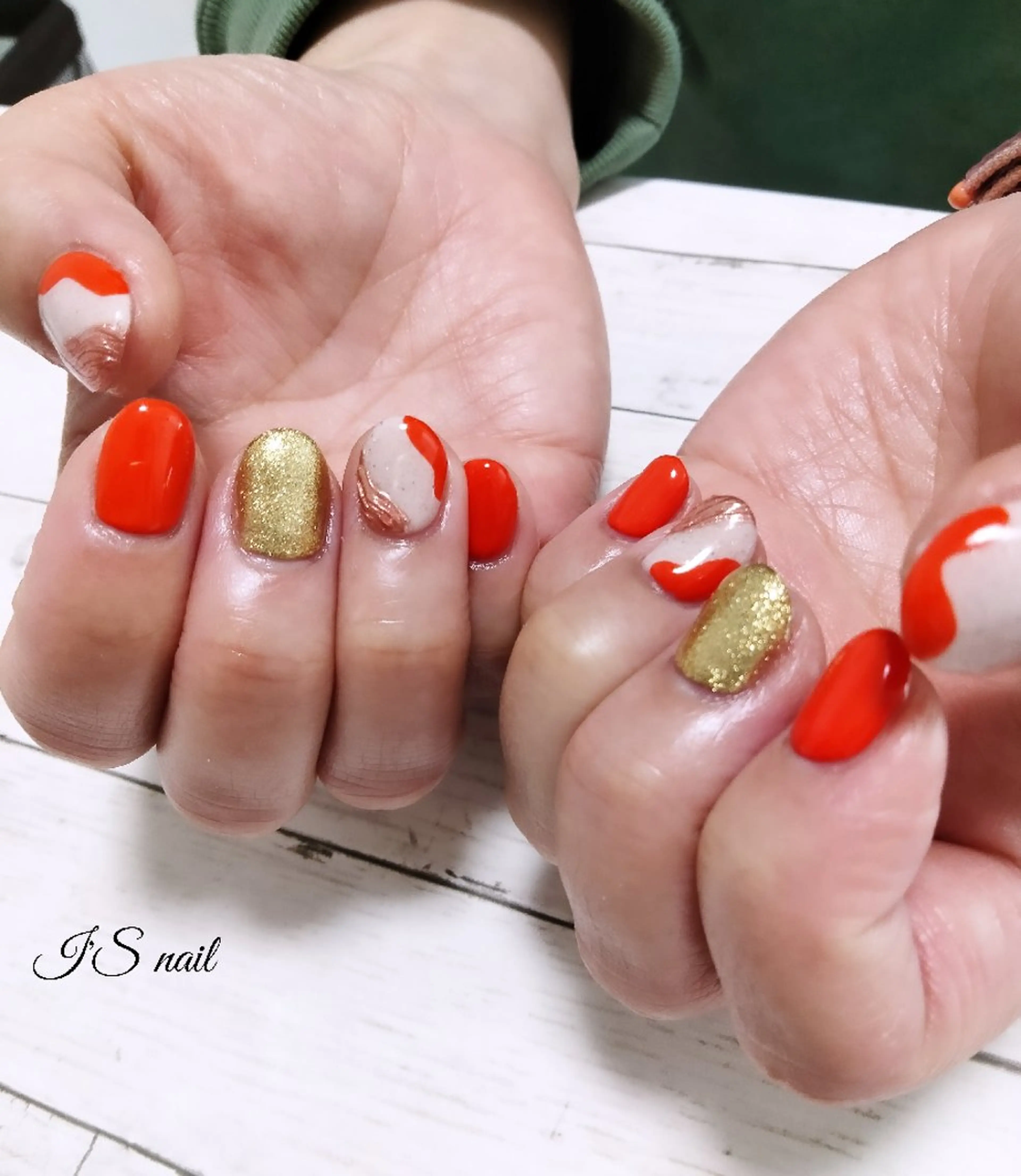 ネイル ニュアンスネイル オレンジ I'S nail 佐野のネイルデザイン