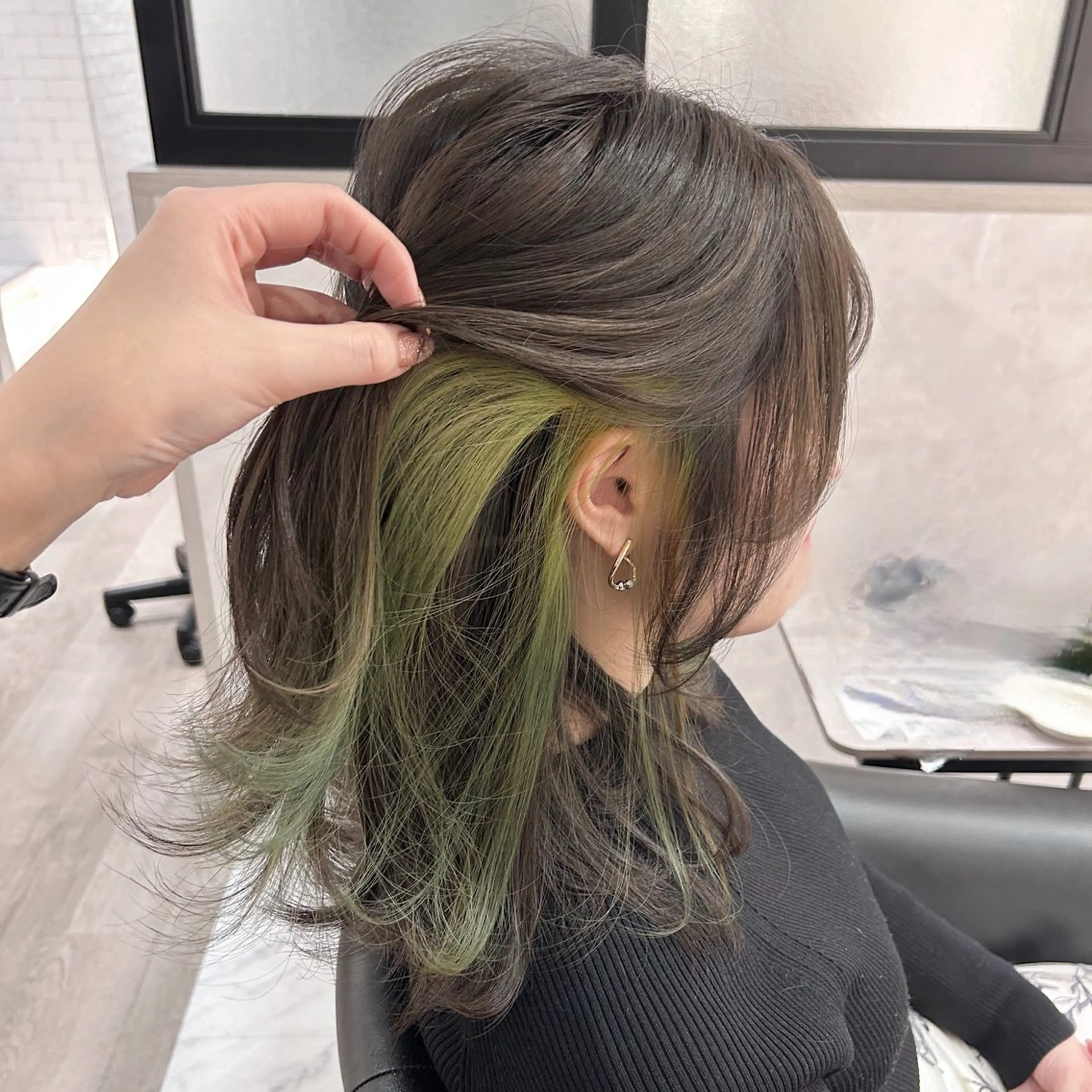 ミディアム カラー ヘアカラー トリートメント &chaLme   心斎橋所属・emi/髪質改善/ 韓国風/艶カラーのヘアスタイル