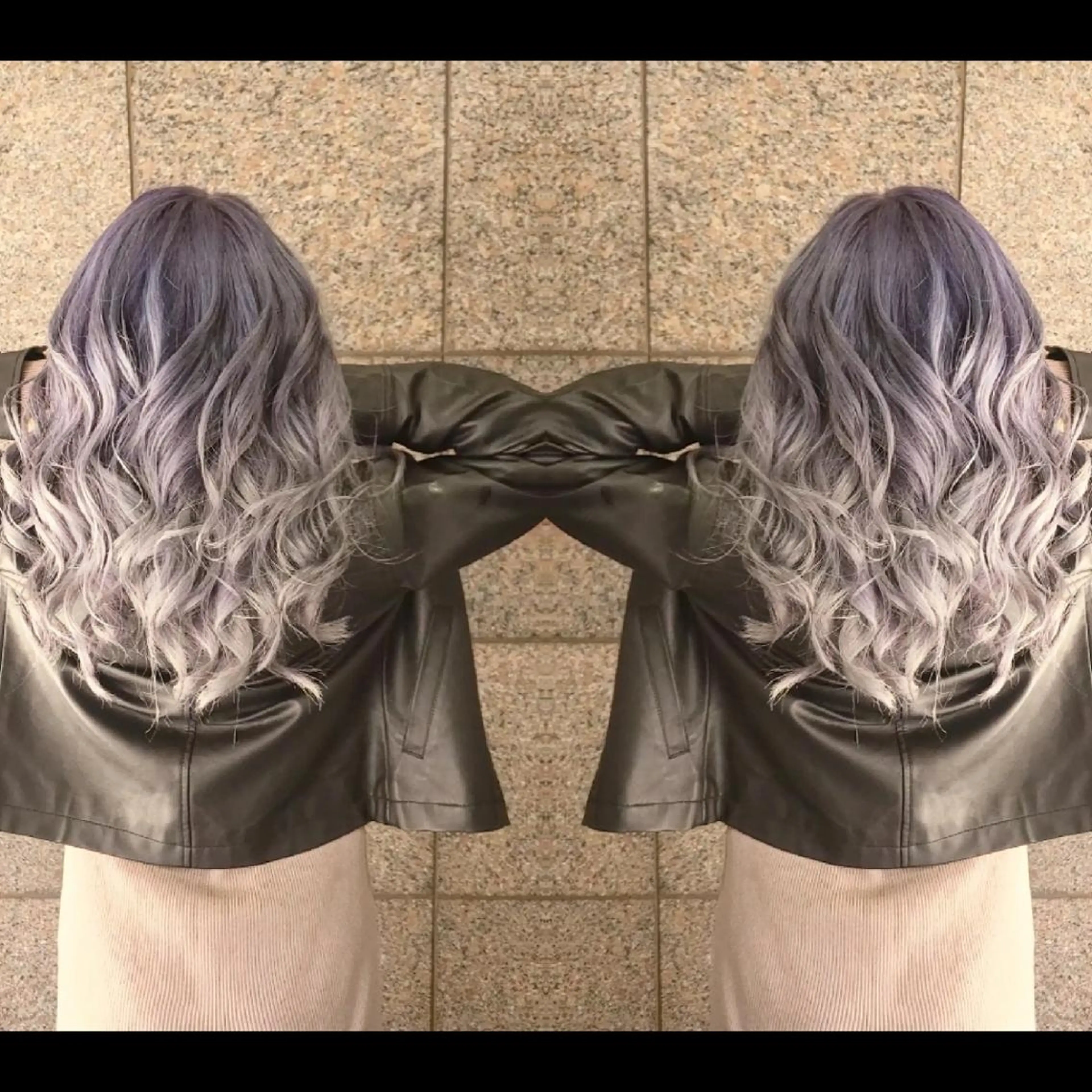 ロング カラー アッシュ アッシュグレー バレイヤージュ ベージュカラー ブリーチ ヘアカラー cherie所属・大内 格のヘアスタイル