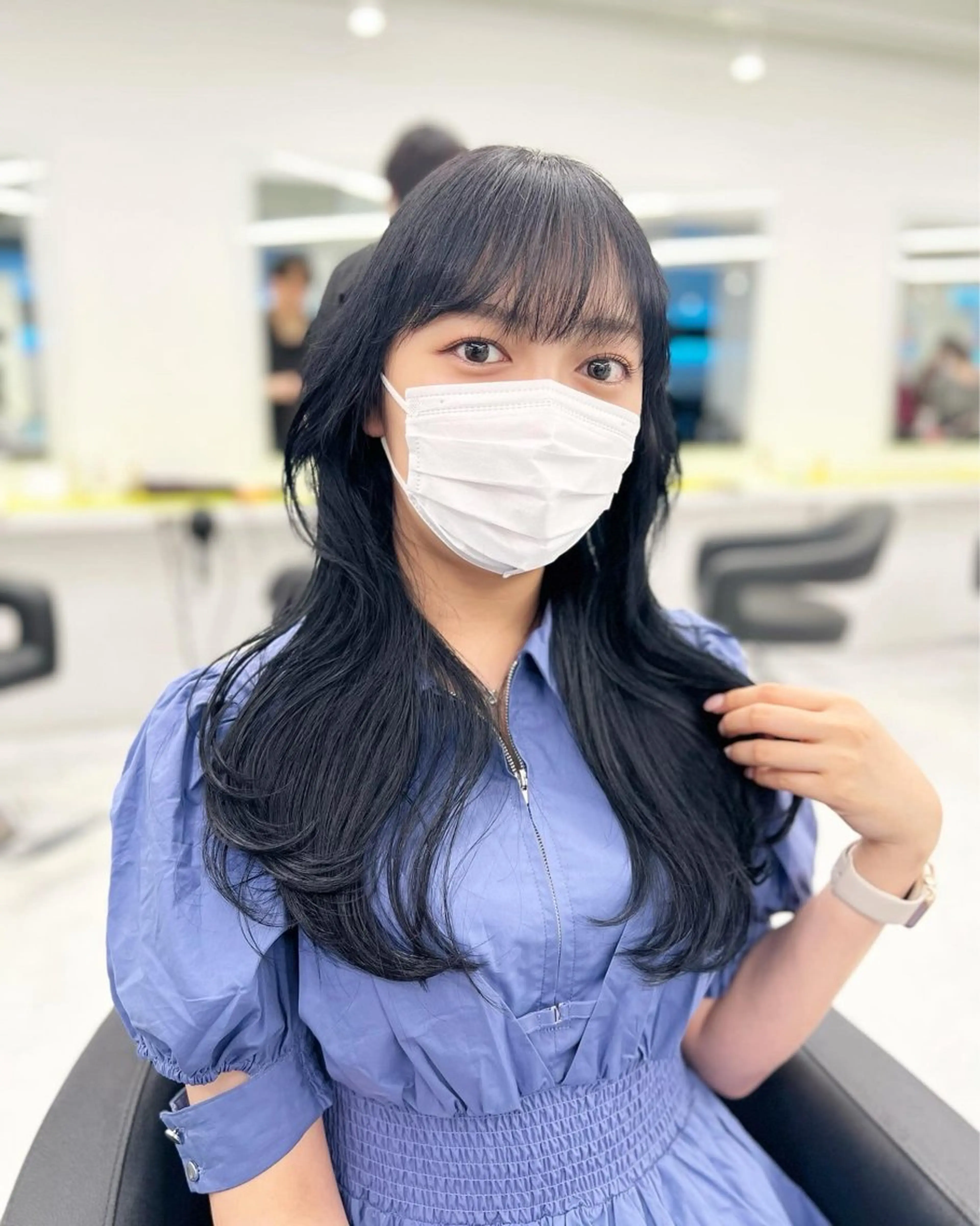 ロング カラー ヘアカラー トリートメント ヘッドスパ ヘアセット 🇨🇳中韓レイヤー 暗髪カラー🇰🇷のヘアスタイル