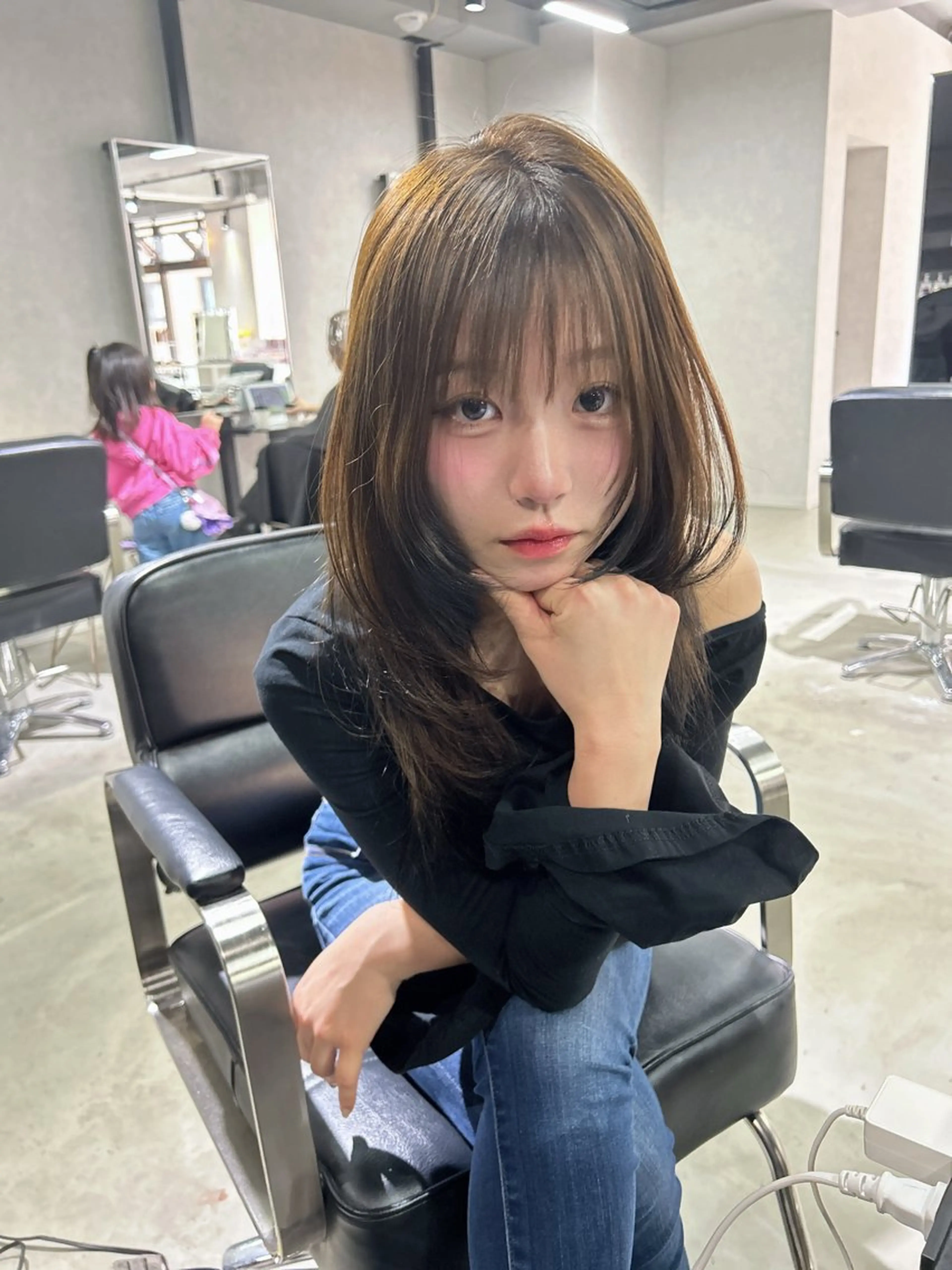 ロング レイヤーカット カット 大阪韓国ヘア/ /酸性縮毛矯正ゆうとのヘアスタイル