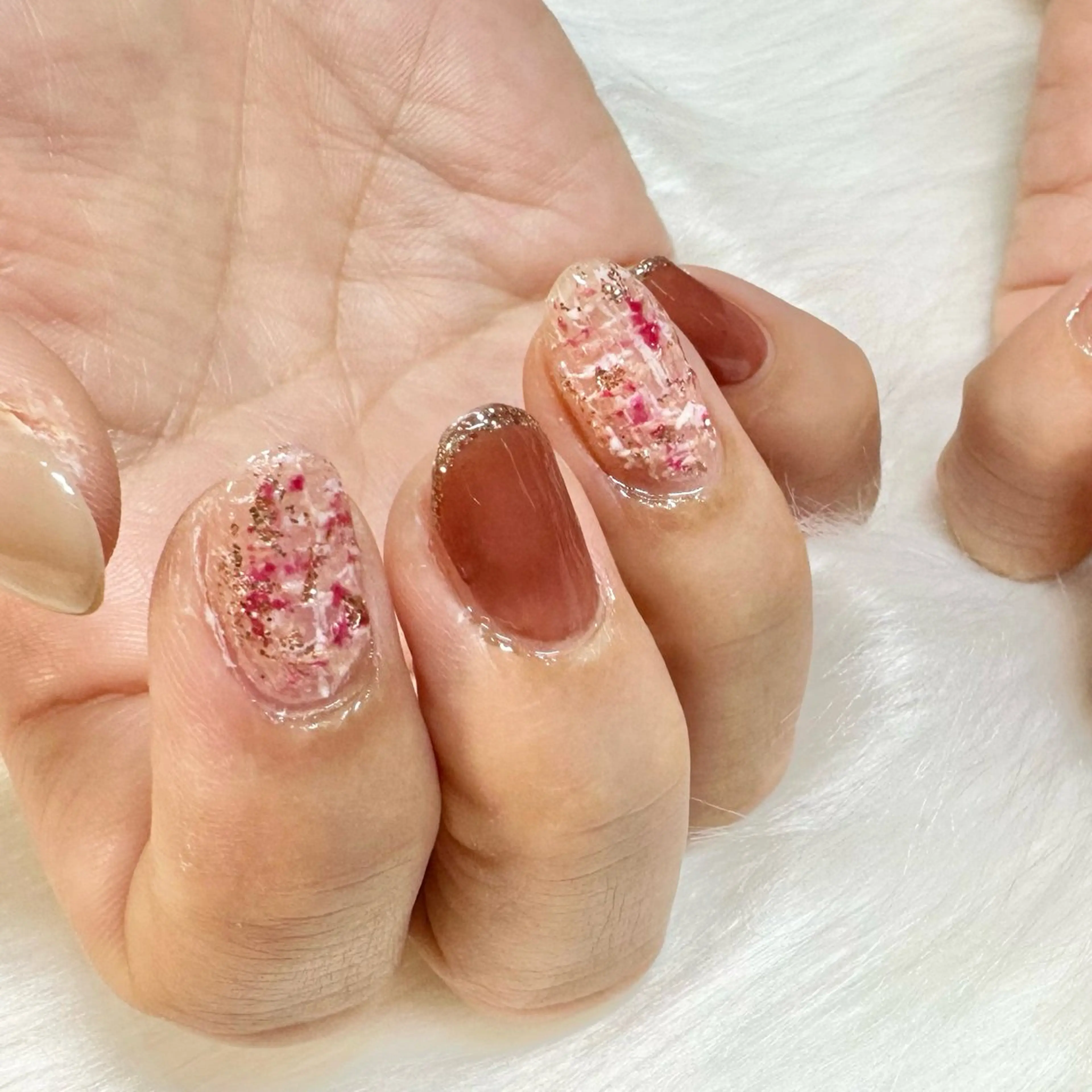 ネイル ラメ(グリッター) ツイードネイル ハンドネイル ハンドケア Mnail ちひろのネイルデザイン