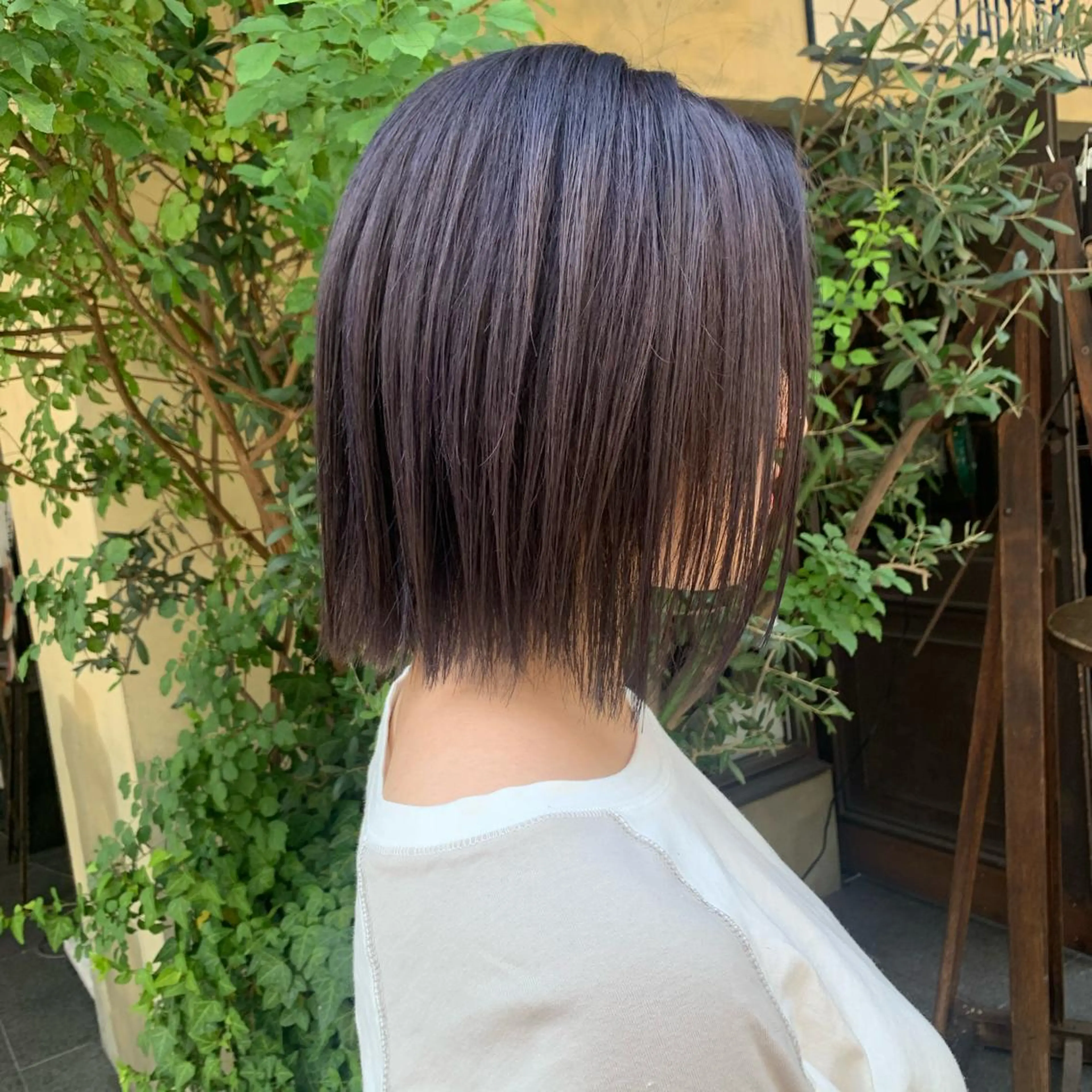 ショート カラー 切りっぱなしボブ ブリーチ ボブ ヘアカラー AMI ウルフパーマ/メンズのヘアスタイル