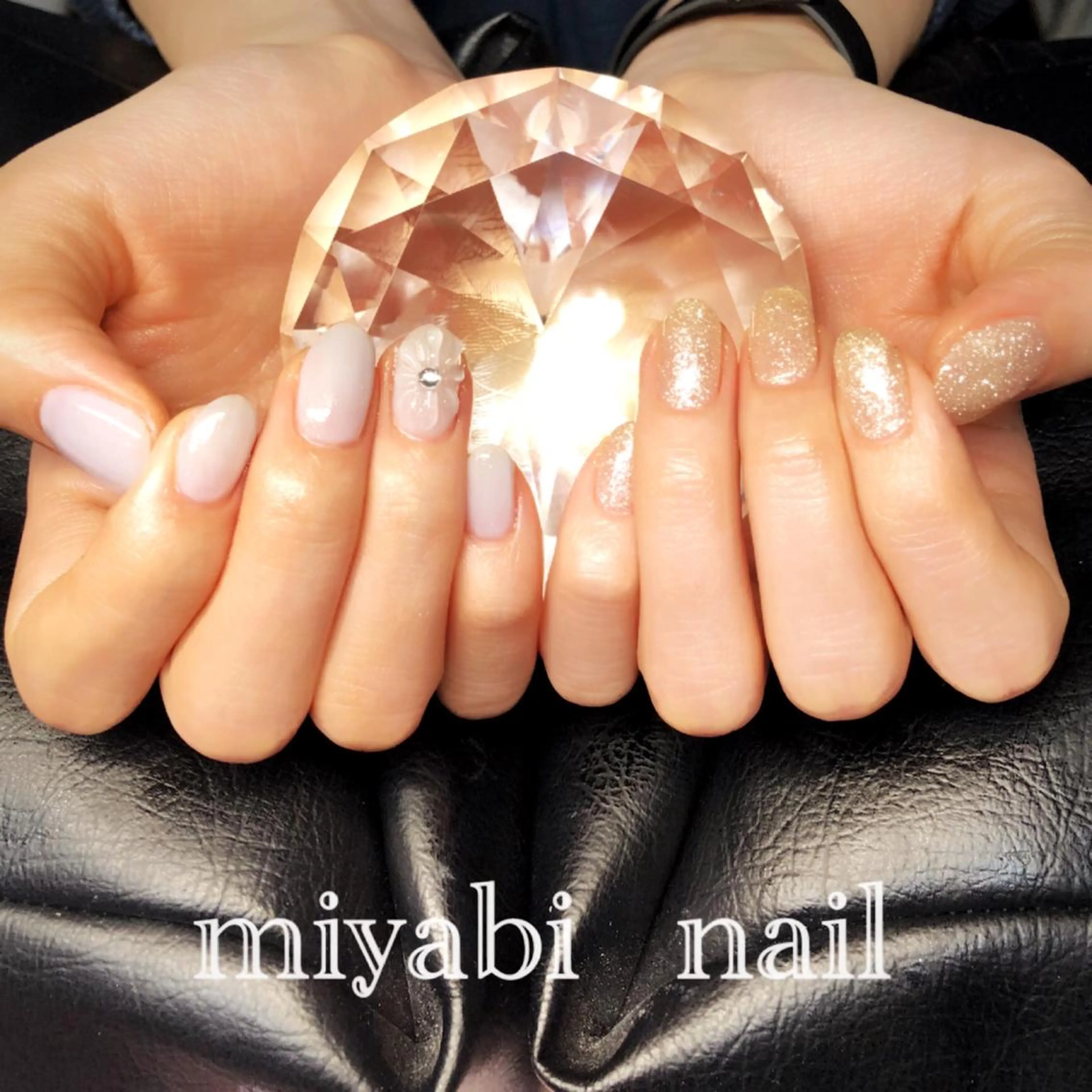 ネイル アートネイル フラワーネイル ラメ(グリッター) 持ち込み ぷっくりネイル ハンドネイル miyabi nail 桂川駅近くのネイルデザイン