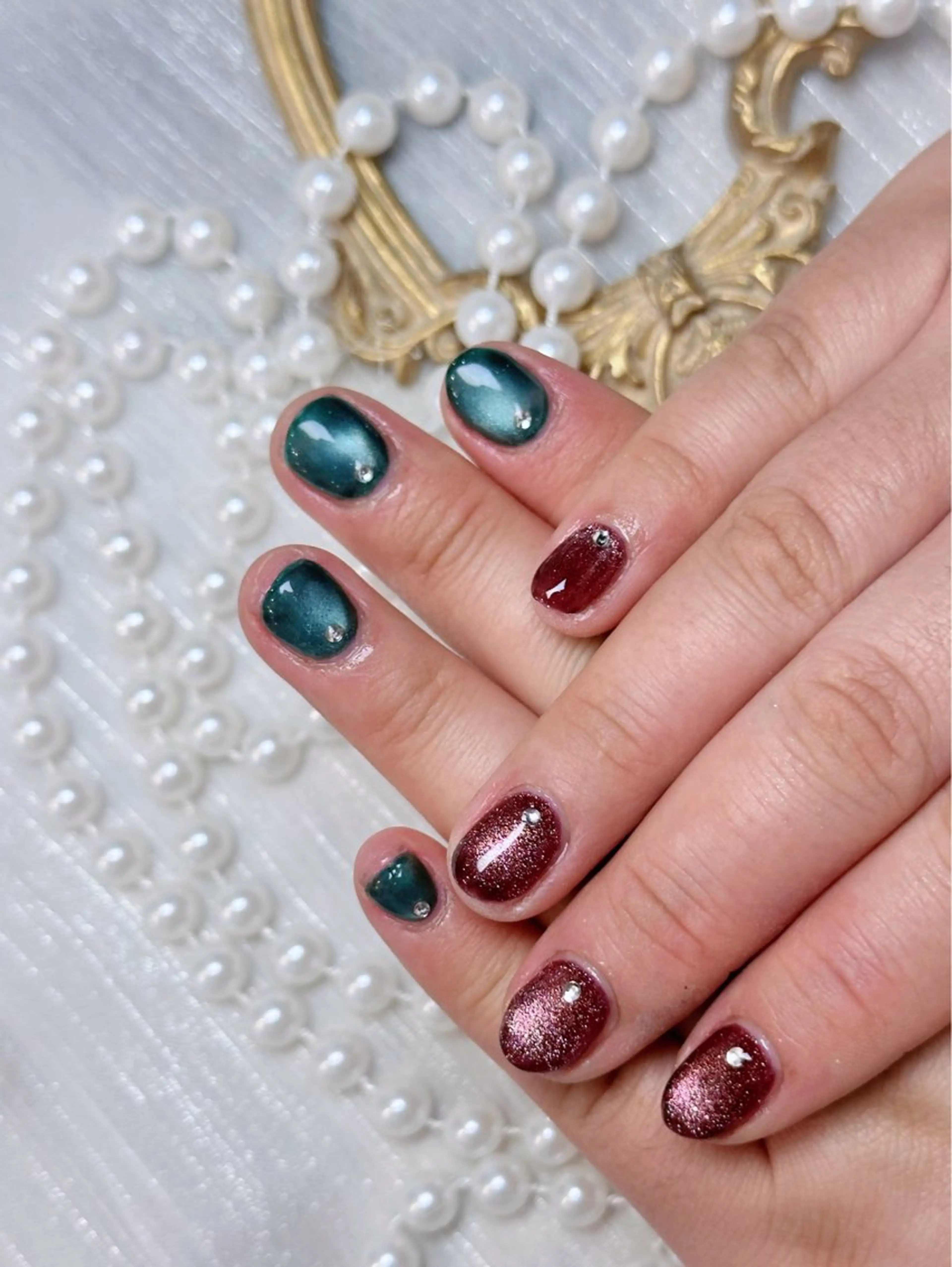 ネイル アートネイル フットネイル ジェルネイル ハート マグネットネイル Babarla Nailのネイルデザイン