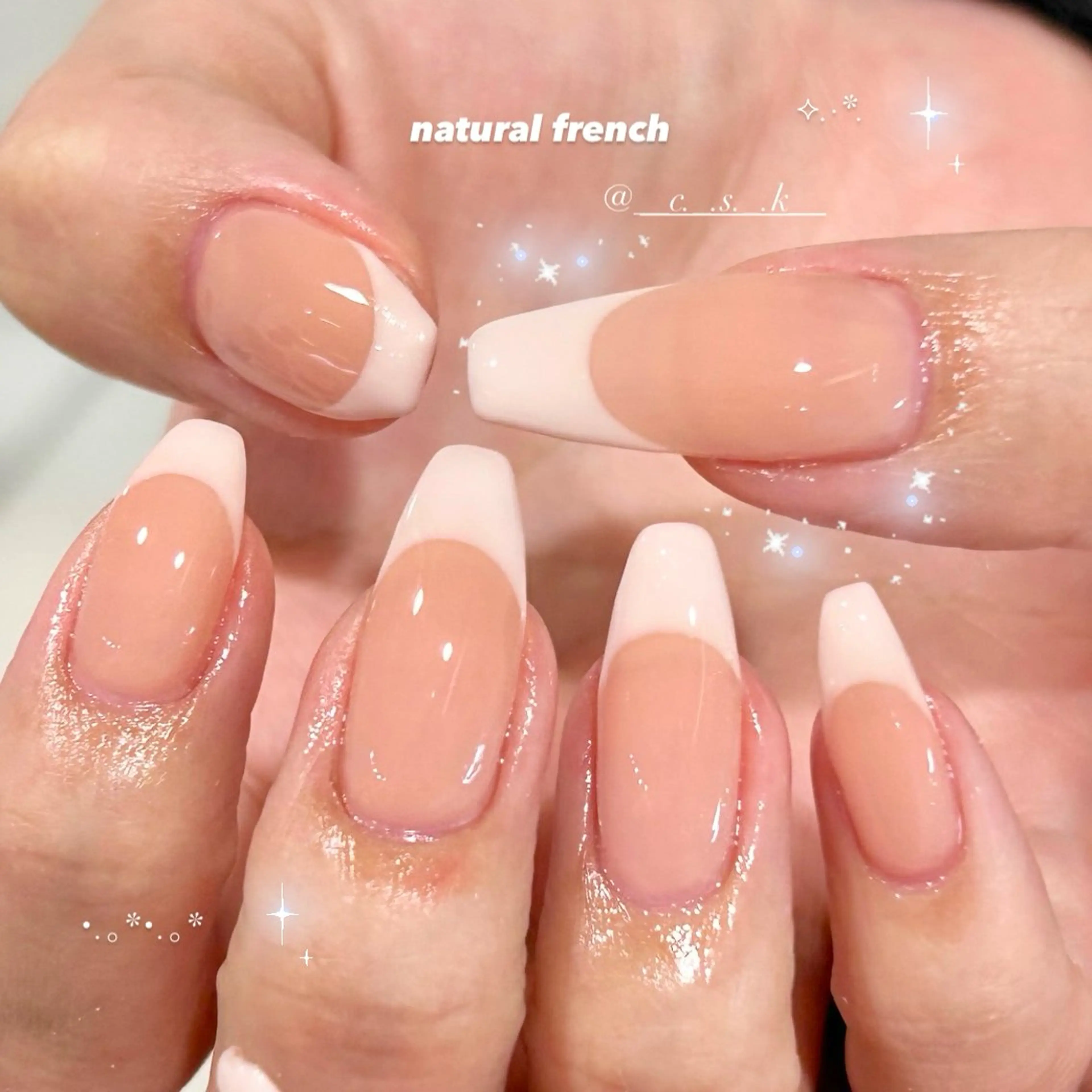 ネイル フレンチネイル ハンドネイル 🎀チーク/ちゅるん 🫧chisa🎀のネイルデザイン