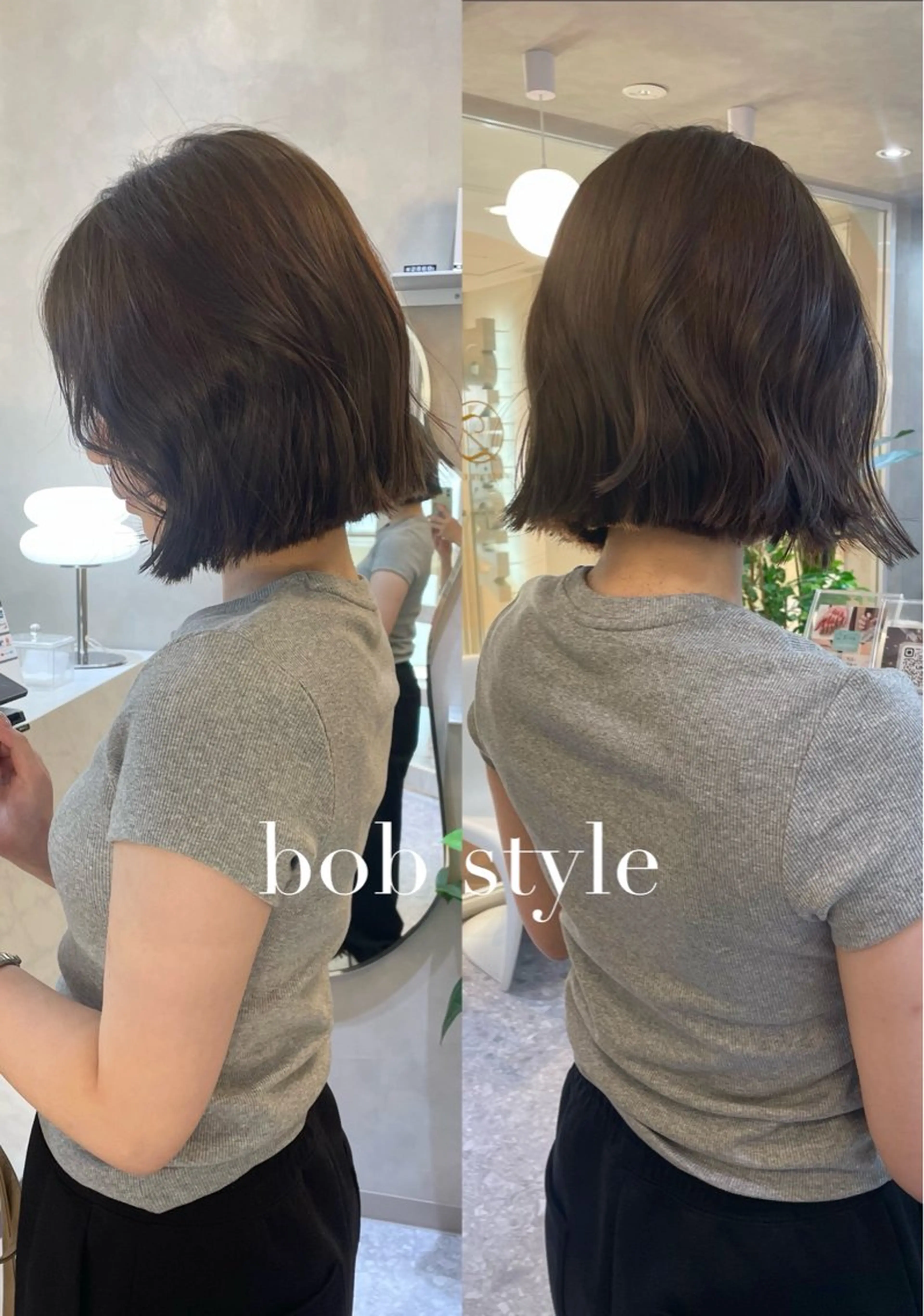 ミディアム カット ヘアカラー トリートメント ボブ/透明感カラー/ 赤み消し/髪質改善のヘアスタイル