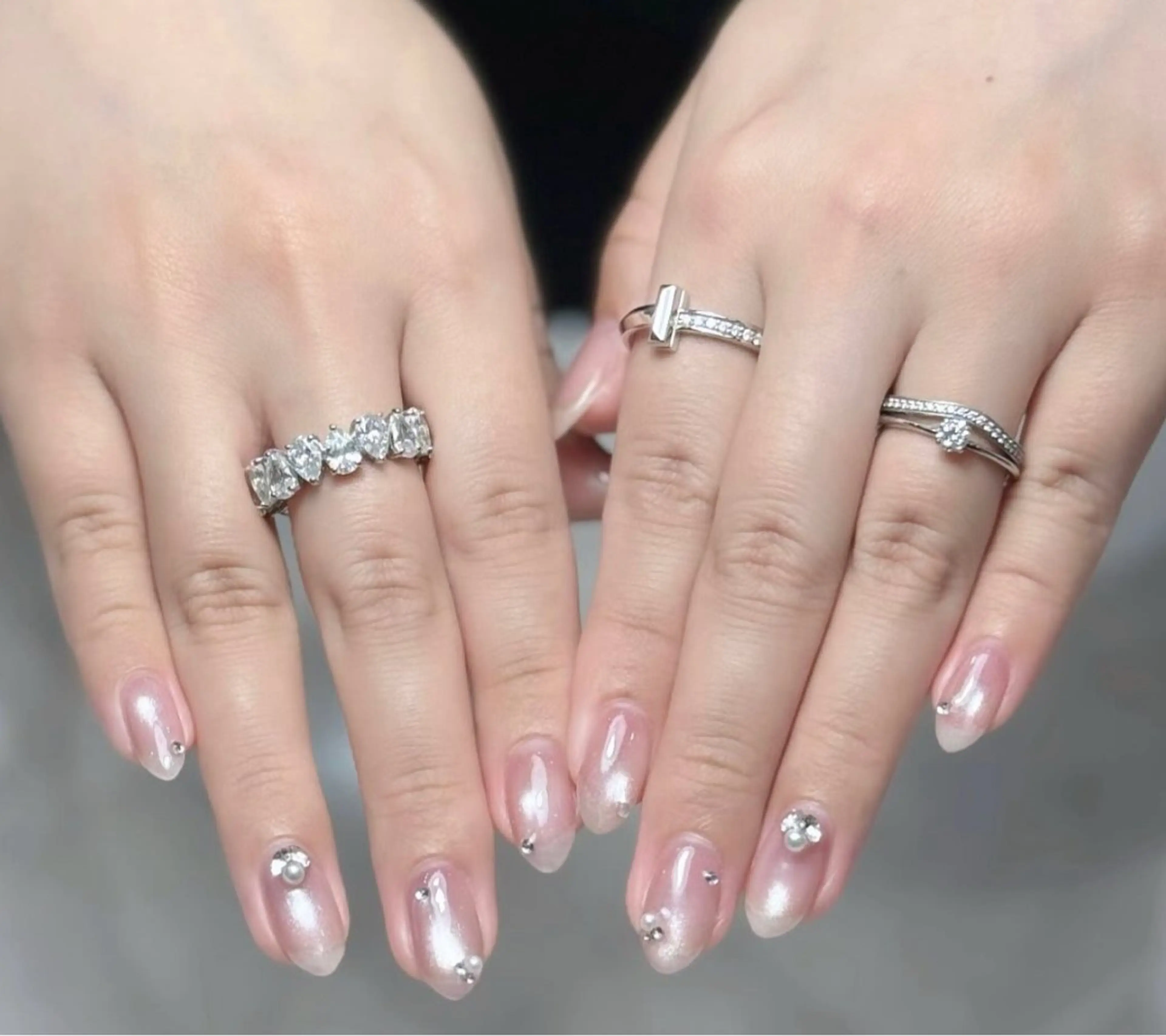 ネイル アートネイル フレンチネイル ジェルネイル キラキラネイル ニュアンスネイル ハンドネイル Ryu Nail Studio所属・Ryu Nail YukiChanのネイルデザイン