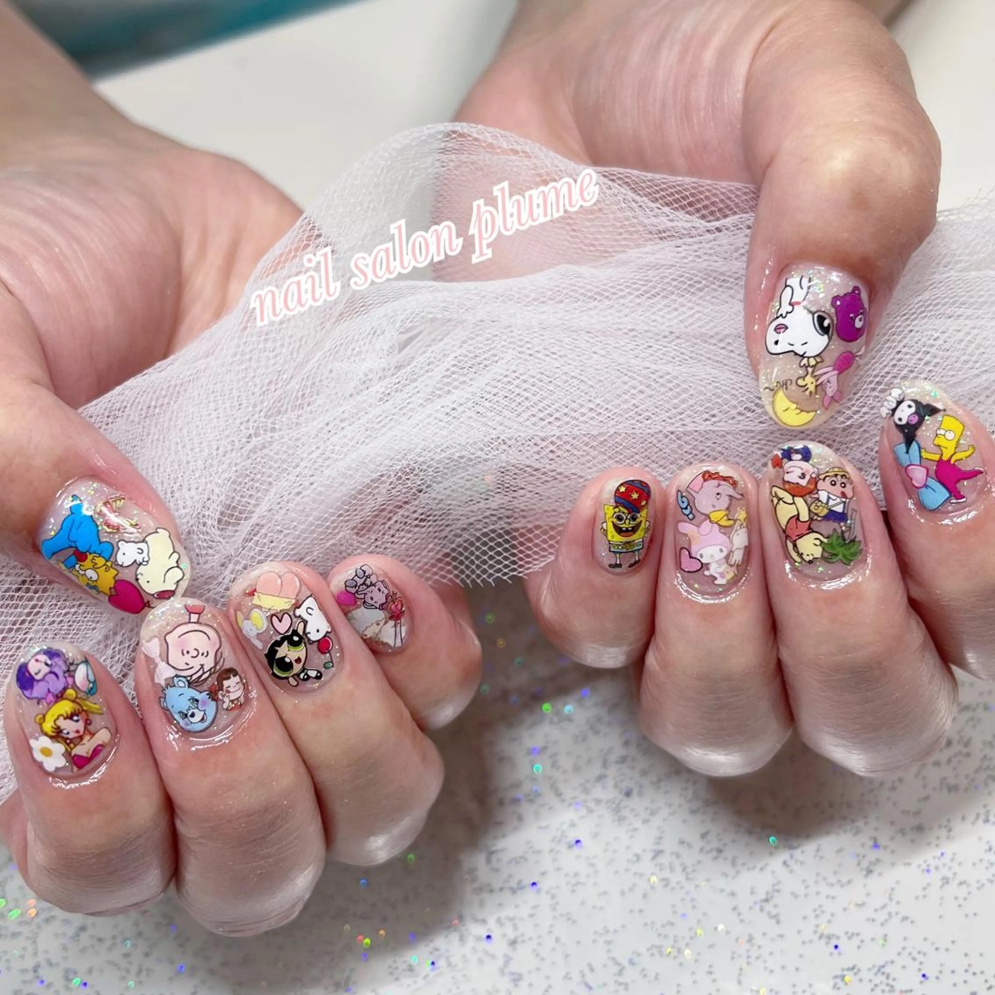 ネイル アートネイル オーロラネイル クリアネイル ガーリー ハート ハンドネイル plume nail ☆韓国ネイルのネイルデザイン