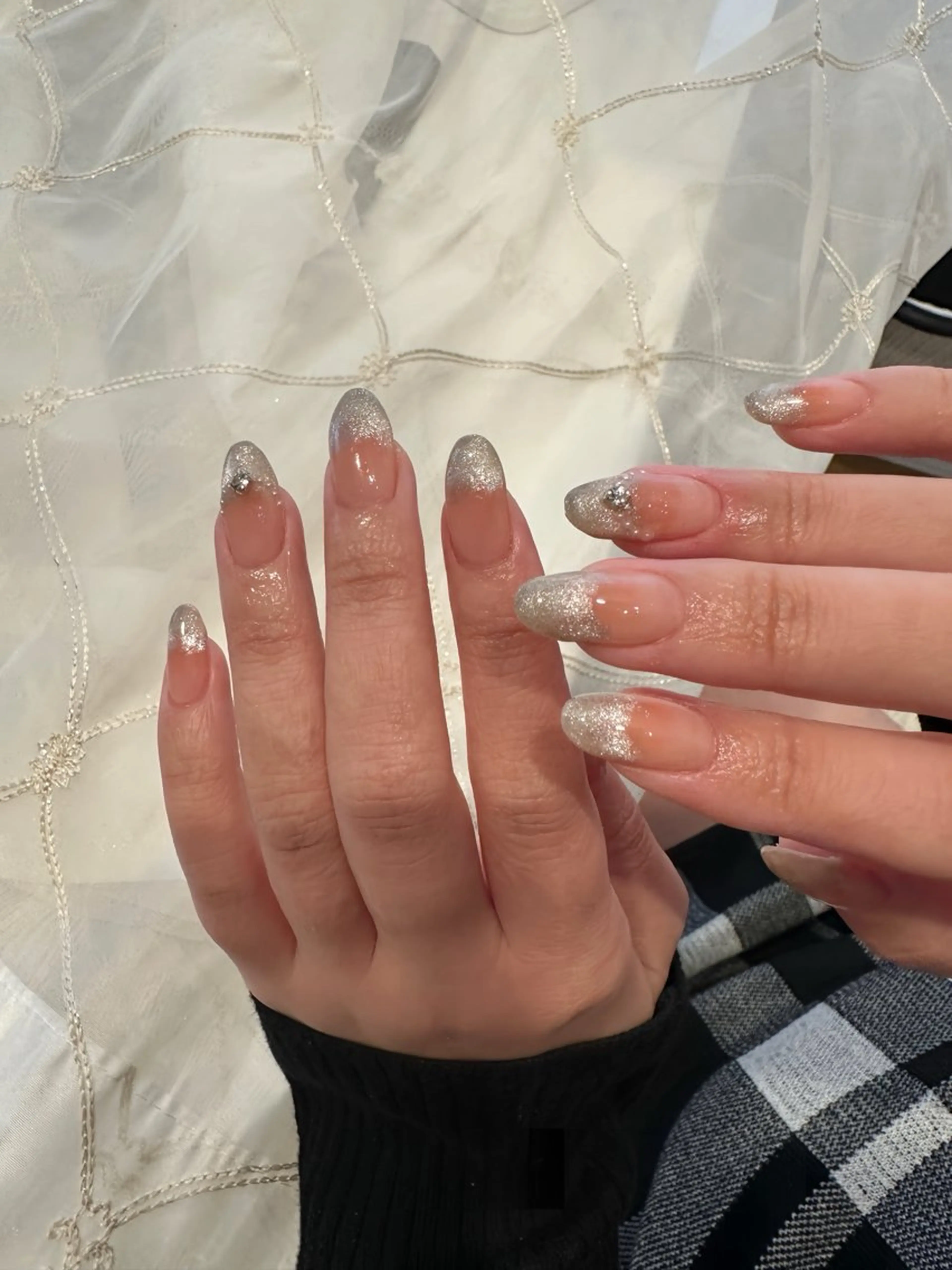 ネイル チークネイル フレンチネイル マグネットネイル マグネットフレンチ 春ネイル ハンドネイル private nailsalonのネイルデザイン
