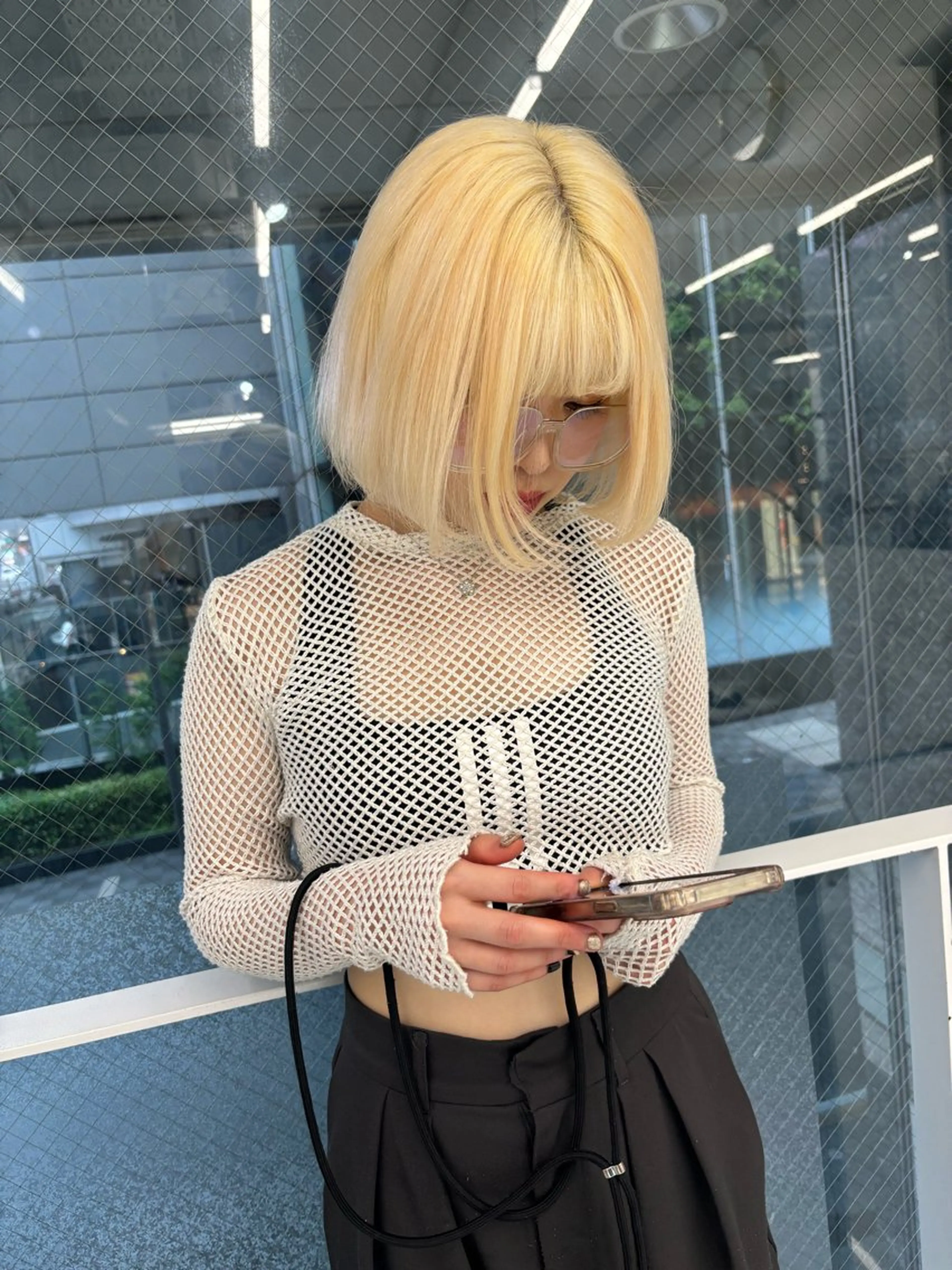 ショート カラー 抜きっぱなしブロンド ブロンド ヘアカラー レイヤー/ハイトーン 渋谷/Satsukiのヘアスタイル