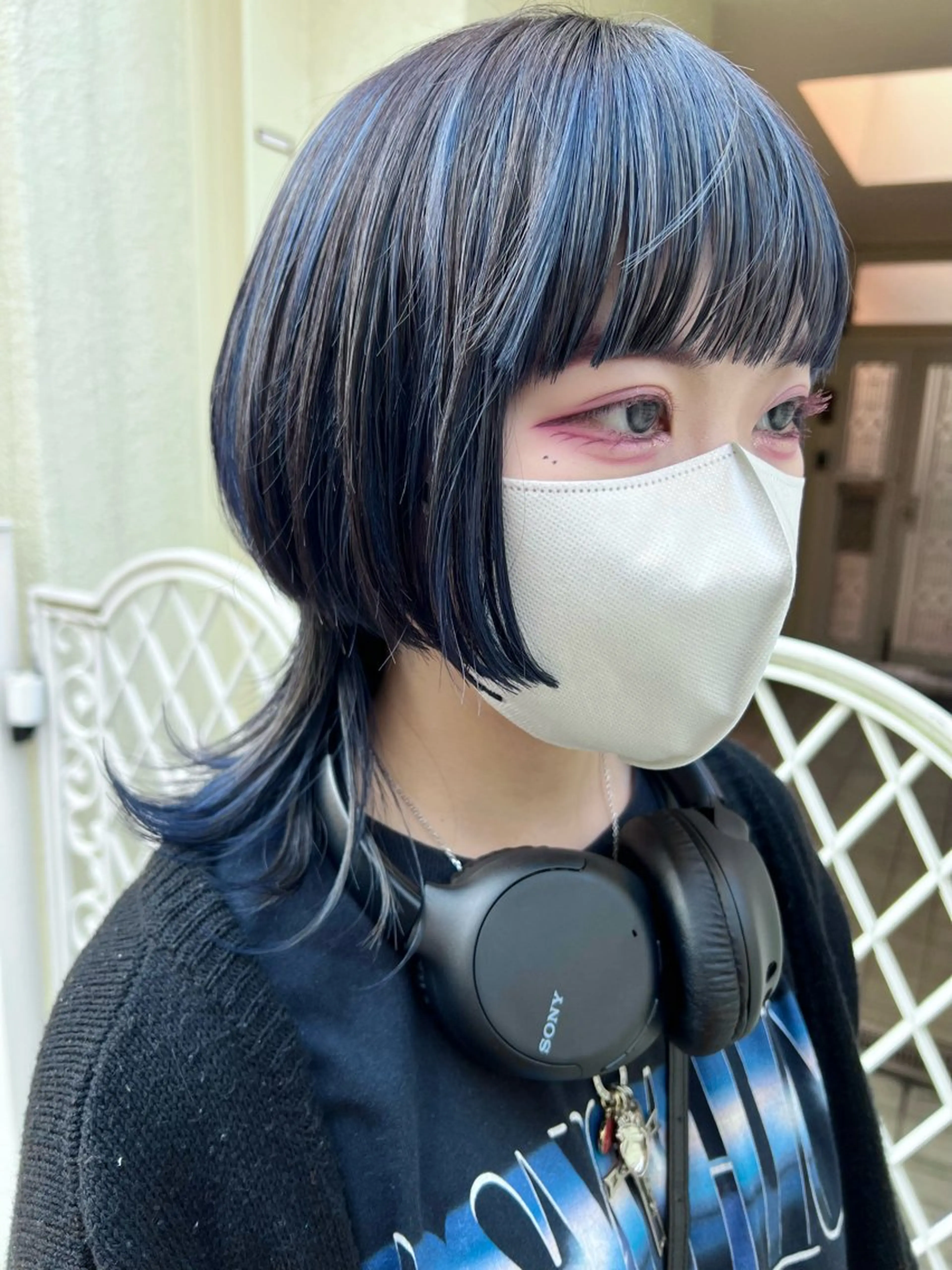 ミディアム カラー 黒髪 ブリーチ ブルーカラー ブルーブラック ネイビーカラー 高円寺四百倍所属・【似合わせ特化】 kentaのヘアスタイル