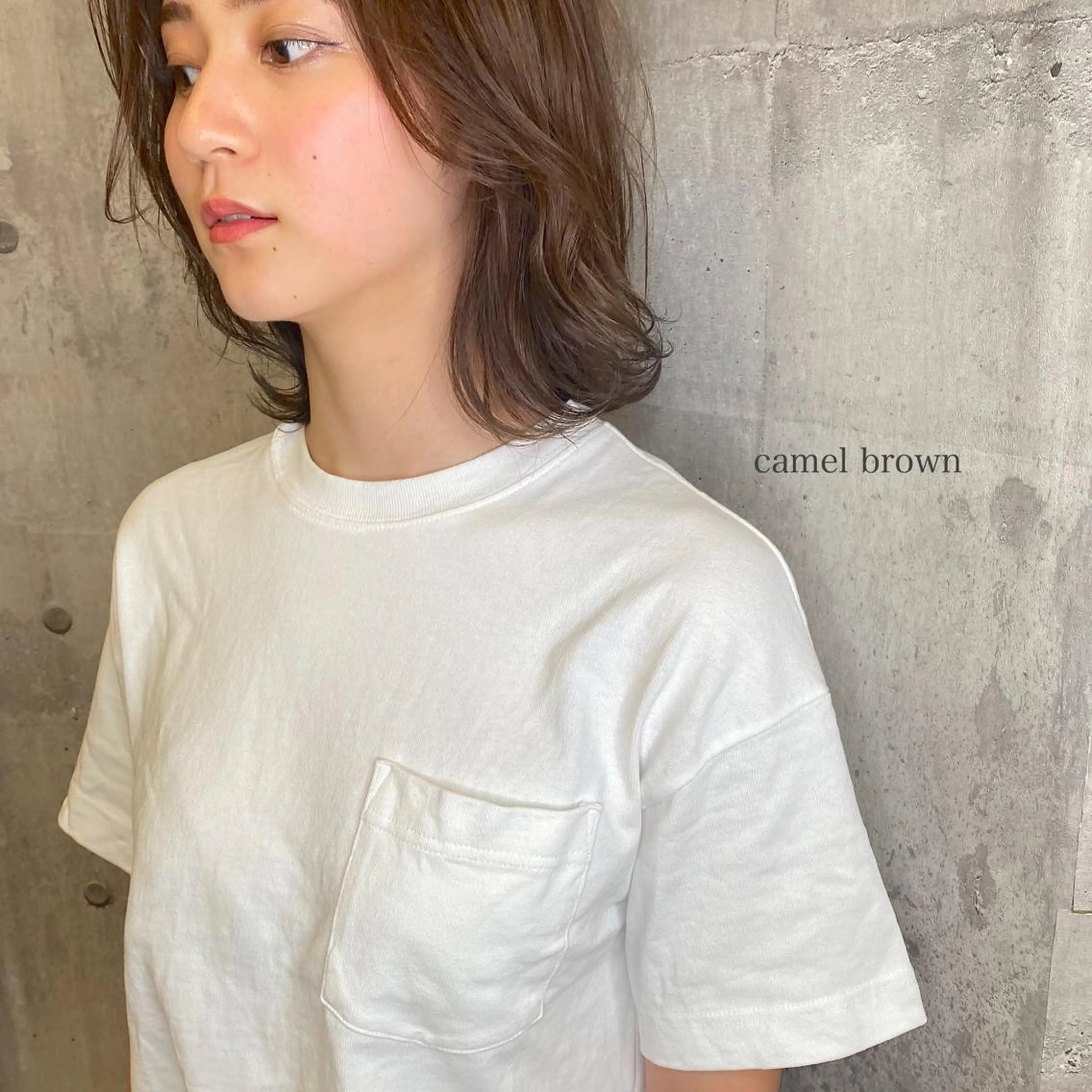 ミディアム カラー ブラウンカラー カット ヘアカラー トリートメント 髪質改善ｶﾗｰ ｹｱﾌﾞﾘｰﾁ/ﾀﾑのヘアスタイル