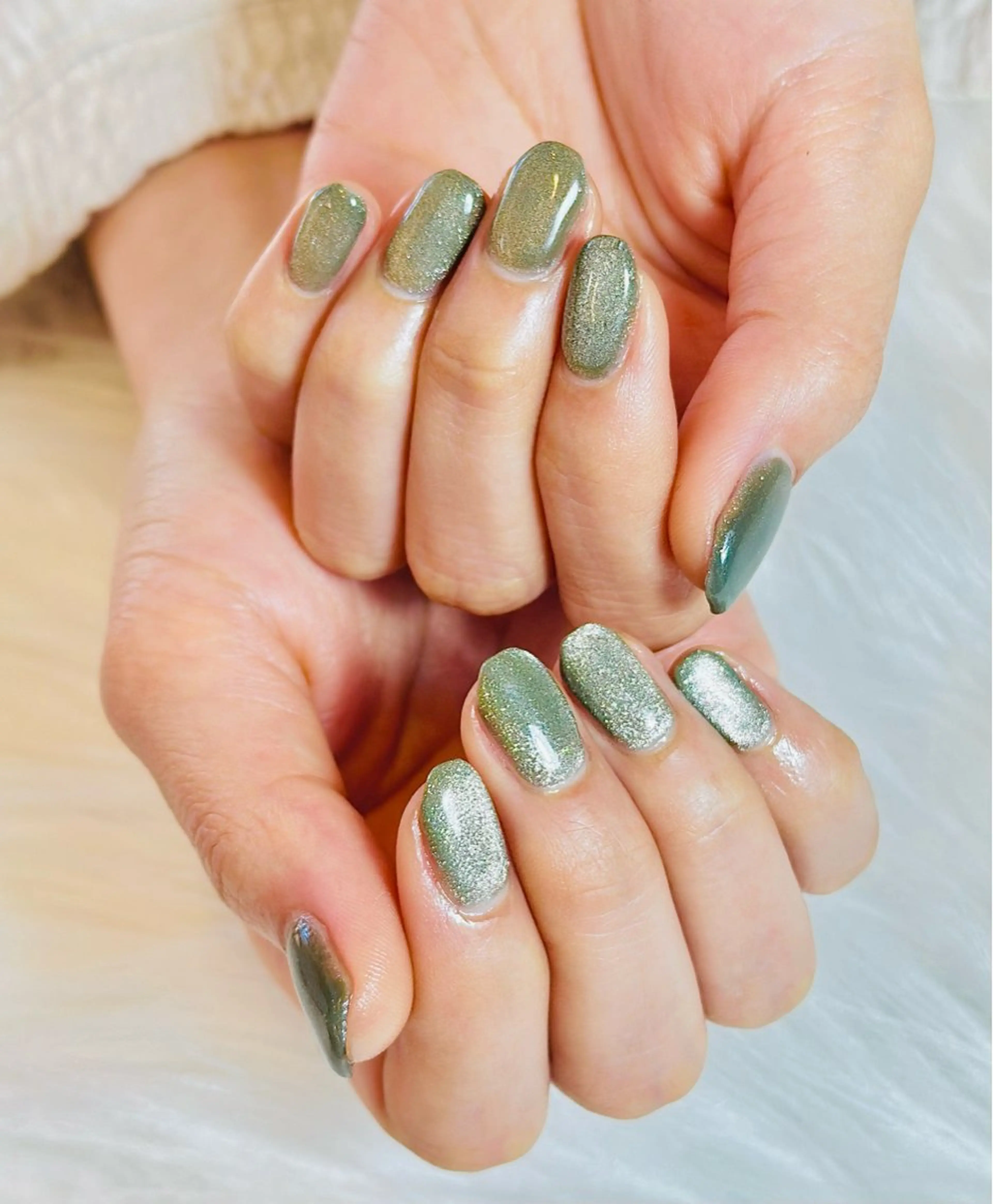 ネイル グリーン マグネットネイル m_nail所属・O Mayaのネイルデザイン