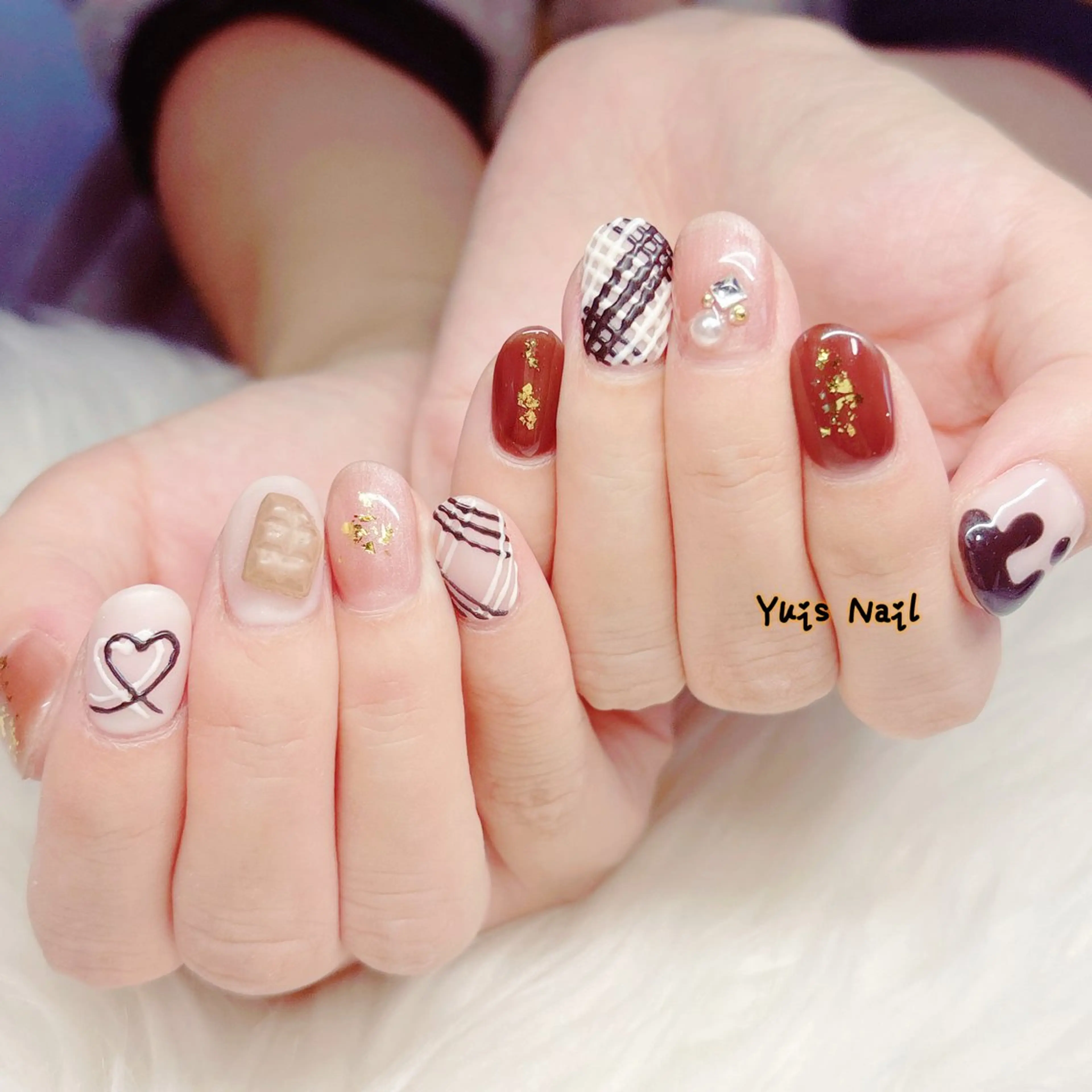 ネイル 韓国ネイル 持ち込み バレンタイン ワンホンネイル ハンドネイル Yuis Nailスカルプ専門のネイルデザイン