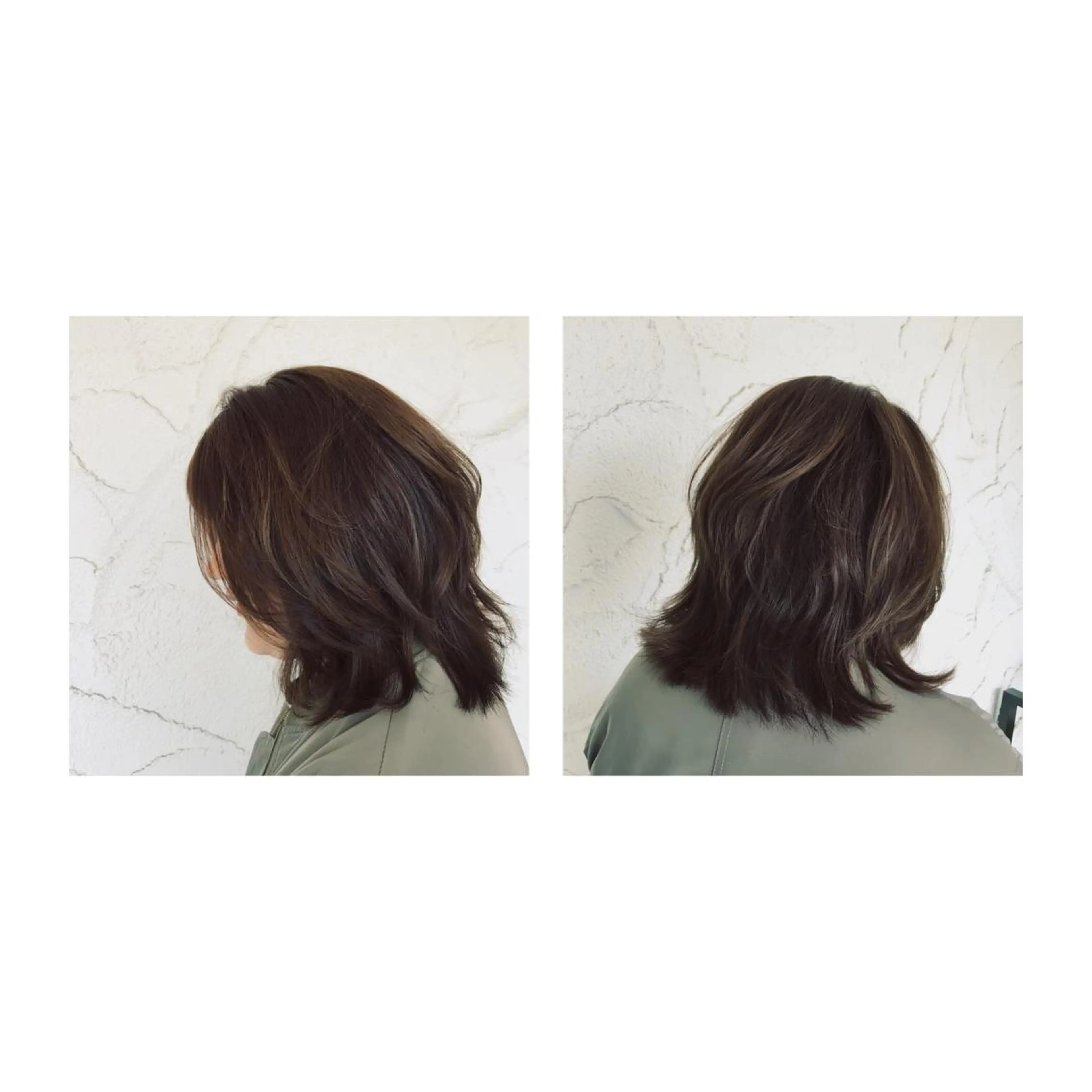 ミディアム カラー ボブレイヤー ブラウンカラー ボブ レイヤーカット Jill franc ＿ ayanoのヘアスタイル