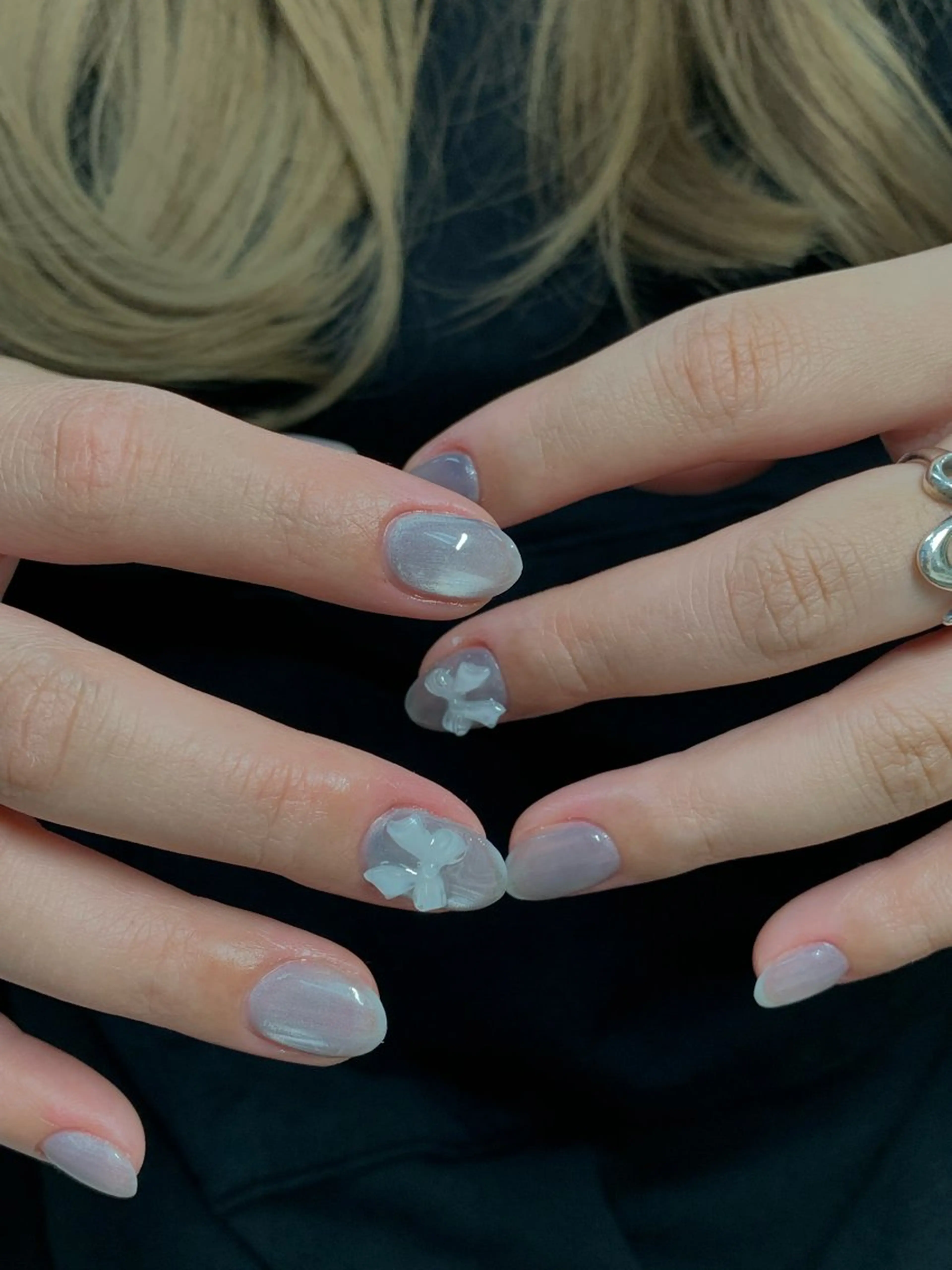 ネイル オーロラネイル 長さ出し フットネイル ジェルネイル キラキラネイル インフィニティ ネイルサロンのネイルデザイン