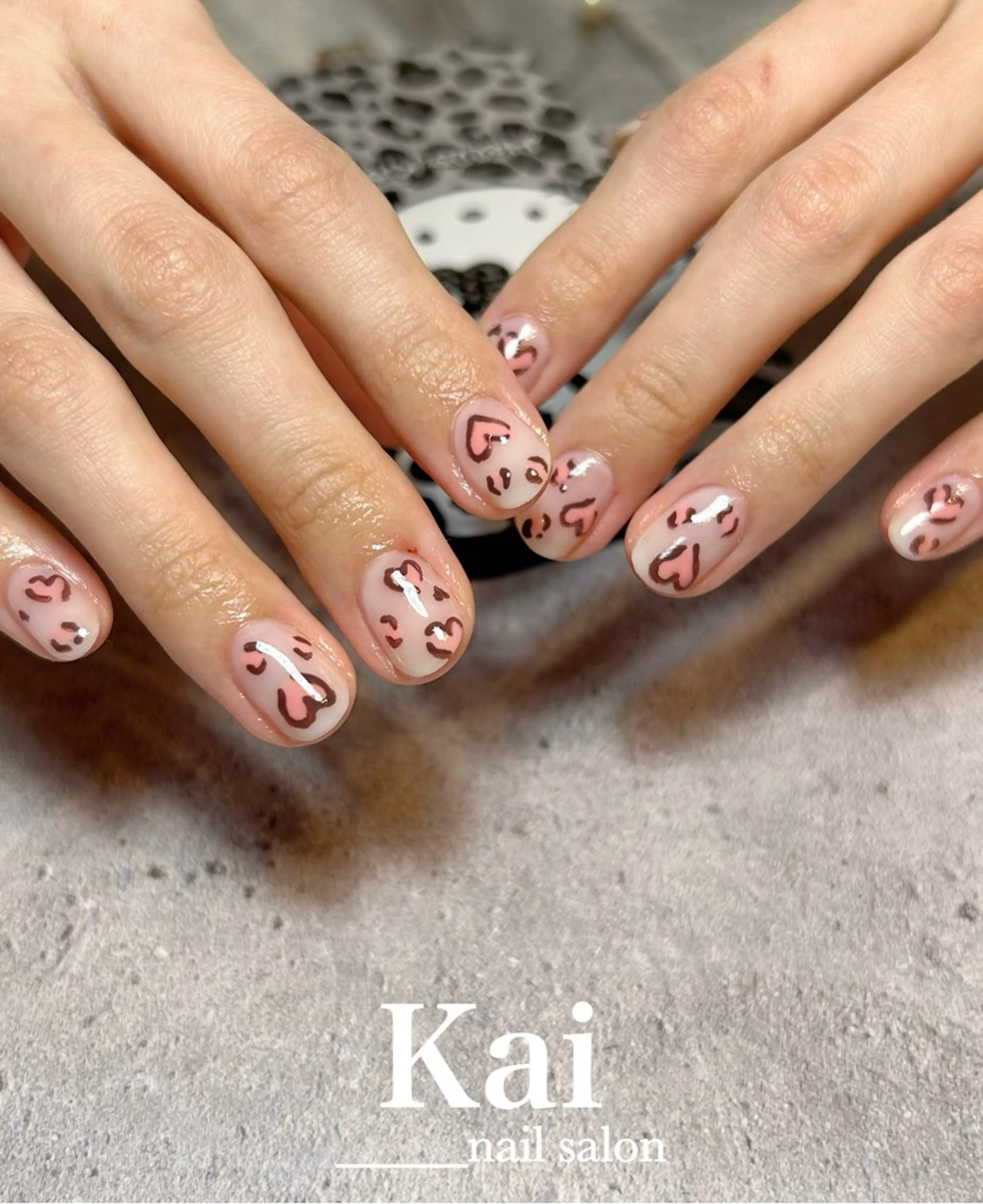 ネイル アニマル柄 アートネイル ハート 韓国ネイル マグネットネイル ハンドネイル Kai  nail Mayukoのネイルデザイン