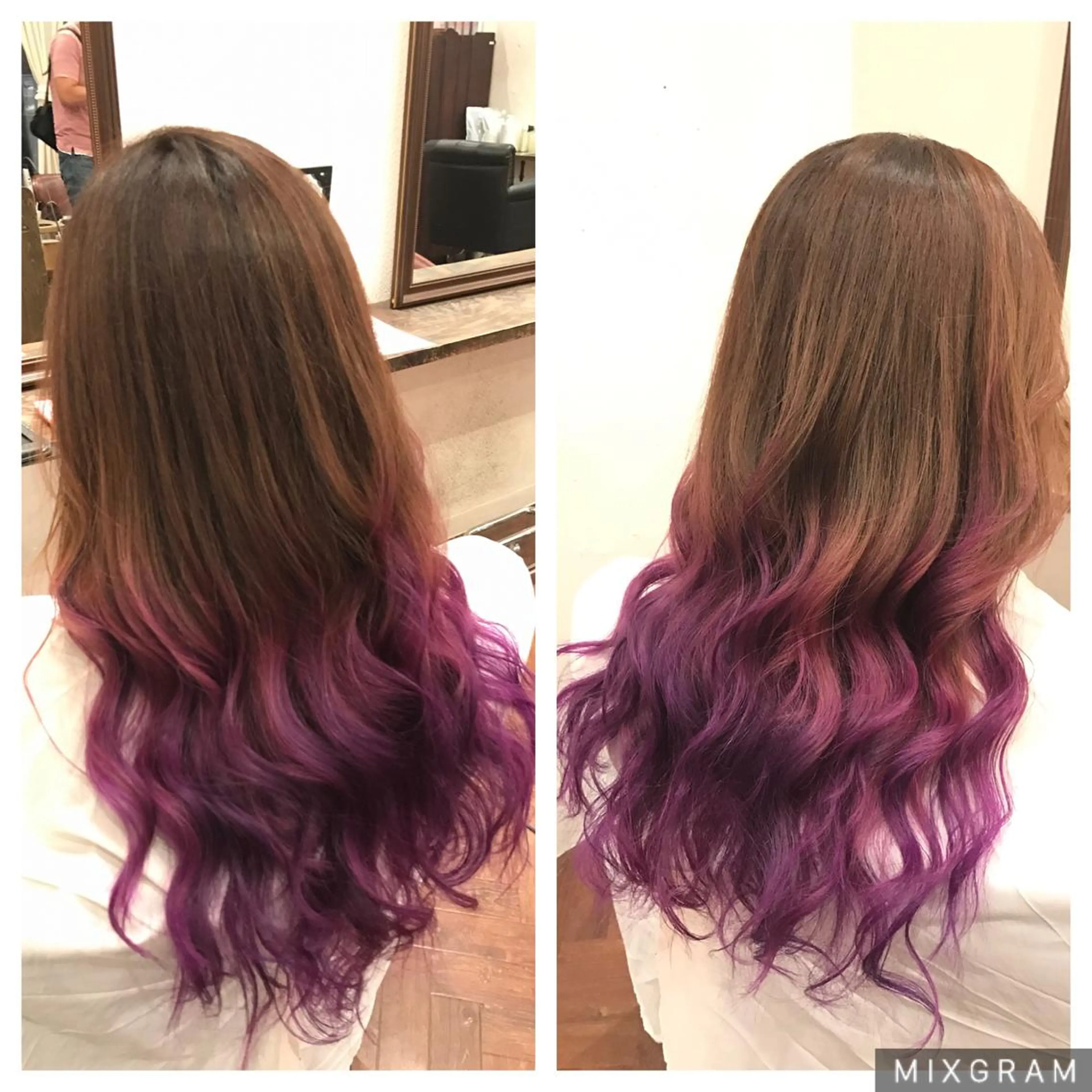 ロング カラー グラデーションカラー ピンクカラー パープルカラー 小森谷 亮太のヘアスタイル
