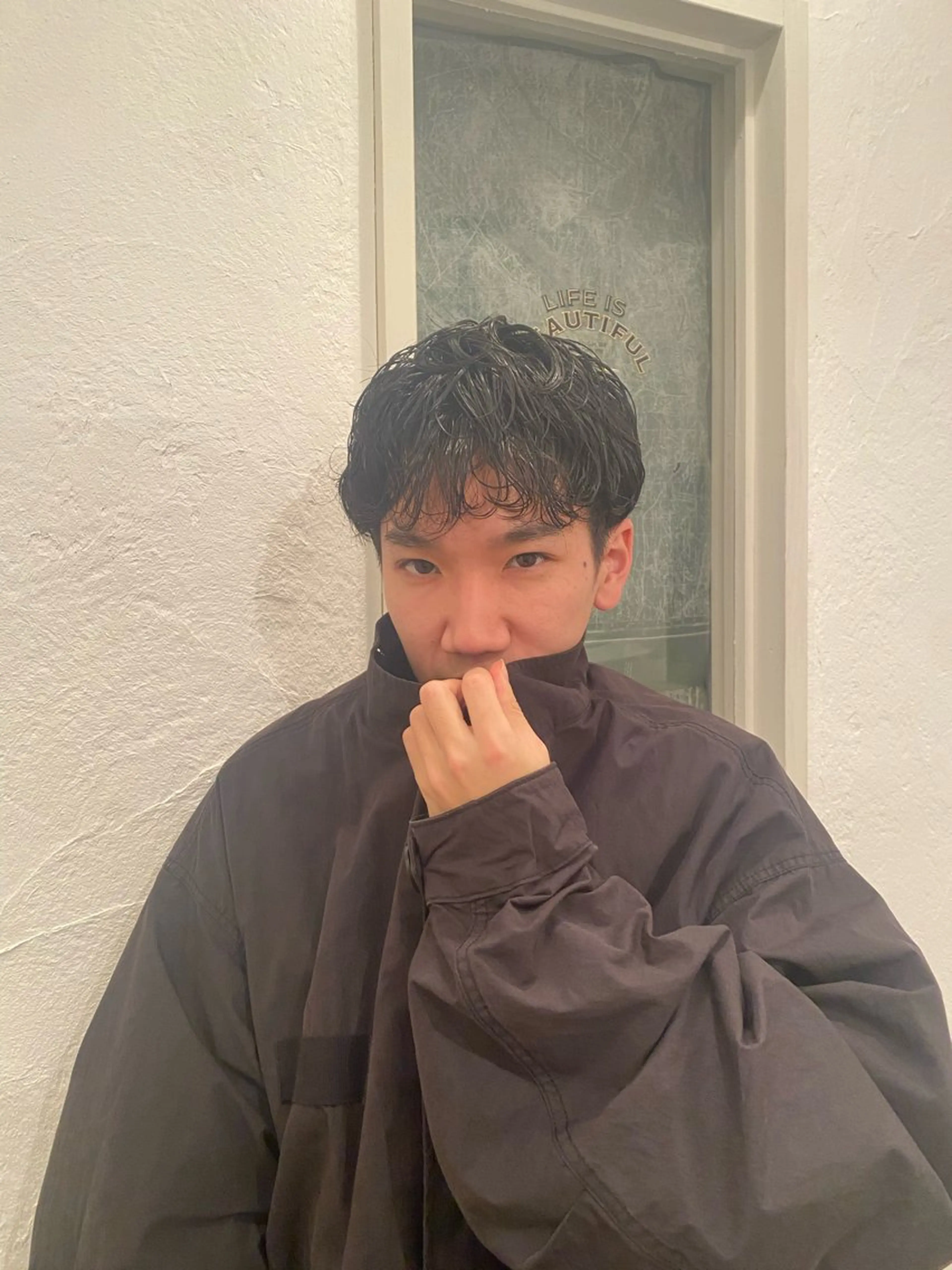 メンズパーマ、撮影の写真