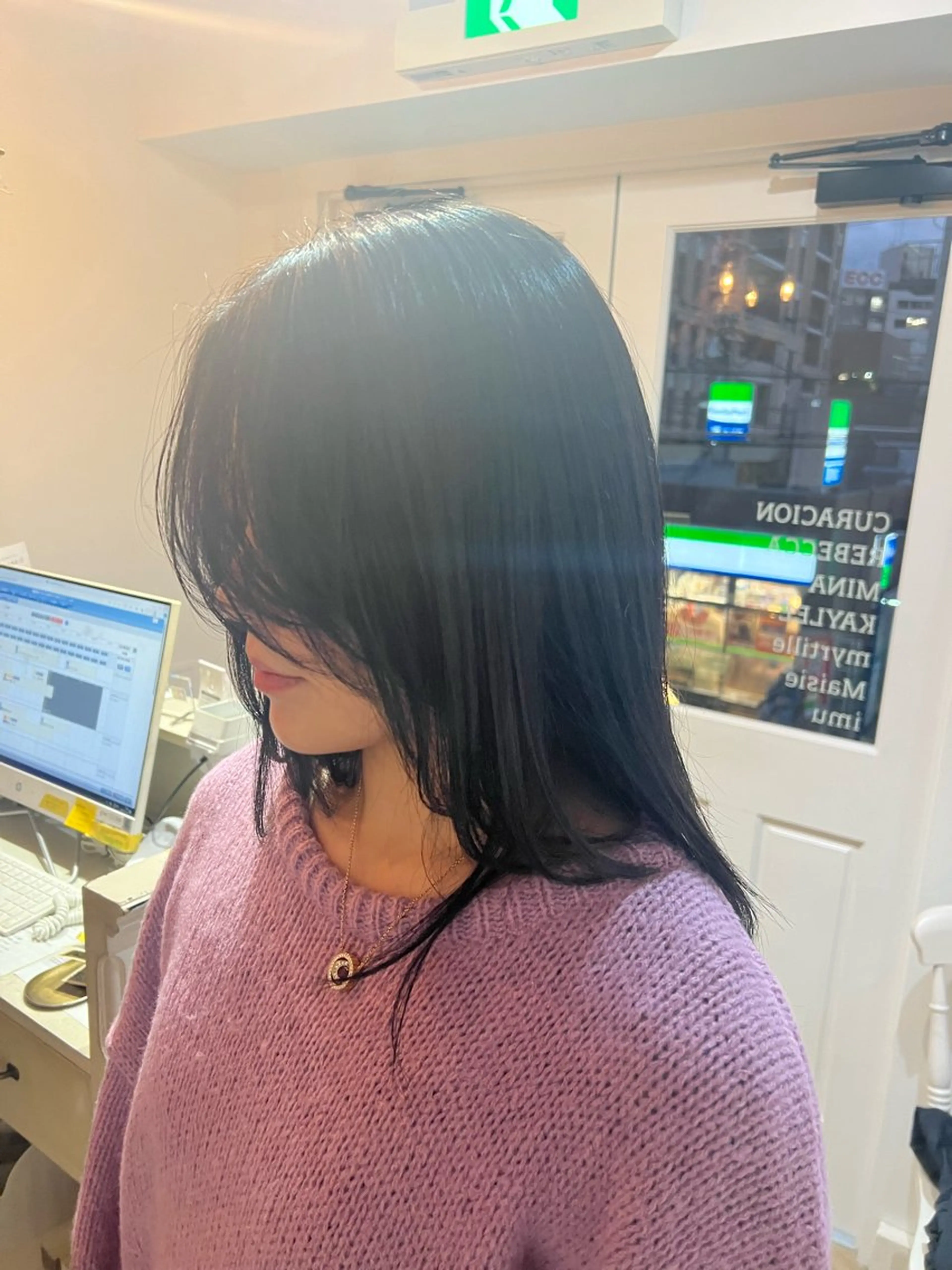 ロング カラー 黒髪 ブルーカラー ブルーブラック 髙橋 秀果のヘアスタイル