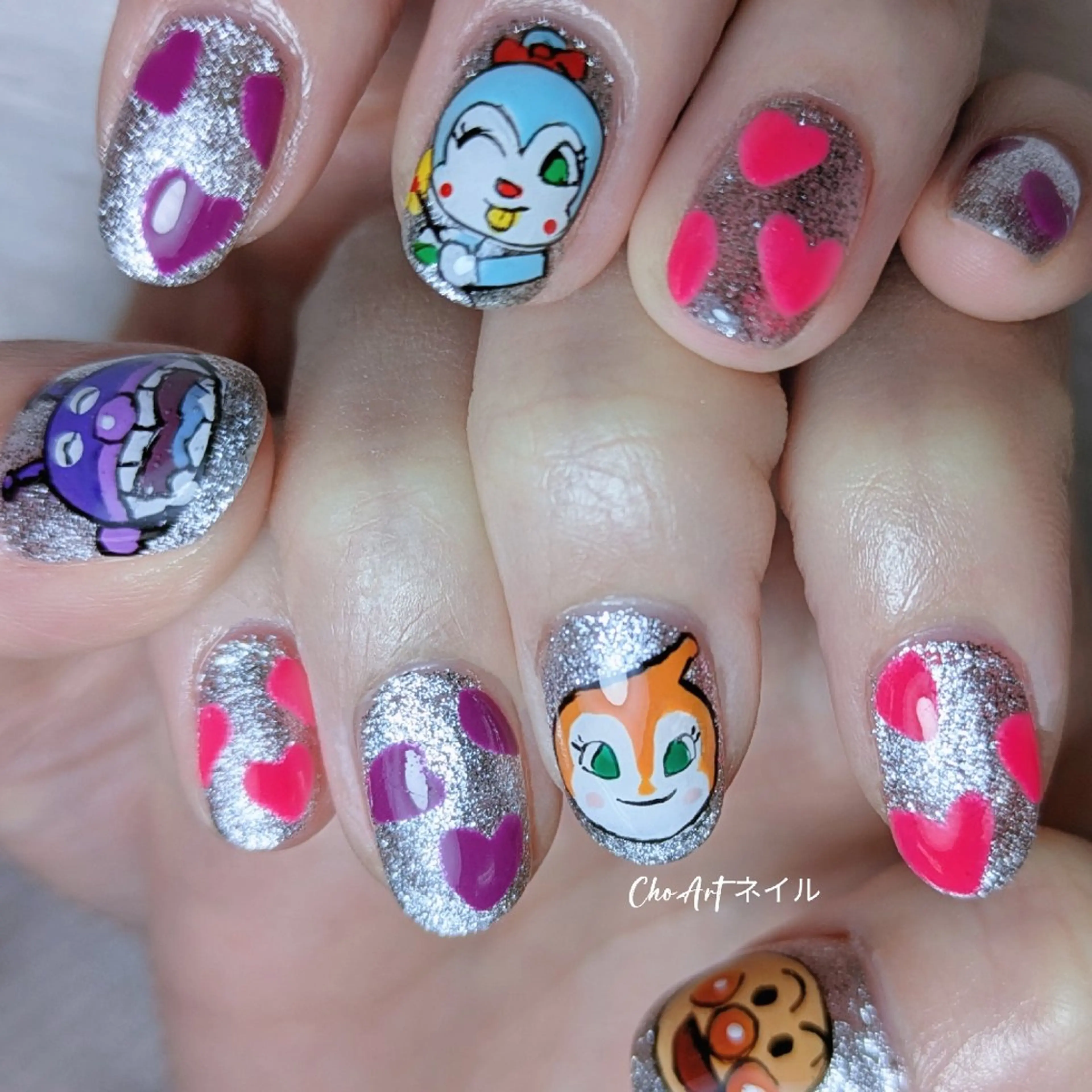ネイル アートネイル ハート キラキラネイル ラメ(グリッター) マグネットネイル ハンドネイル ハンドケア Cho Artネイル所属・Cho Art ネイルのネイルデザイン