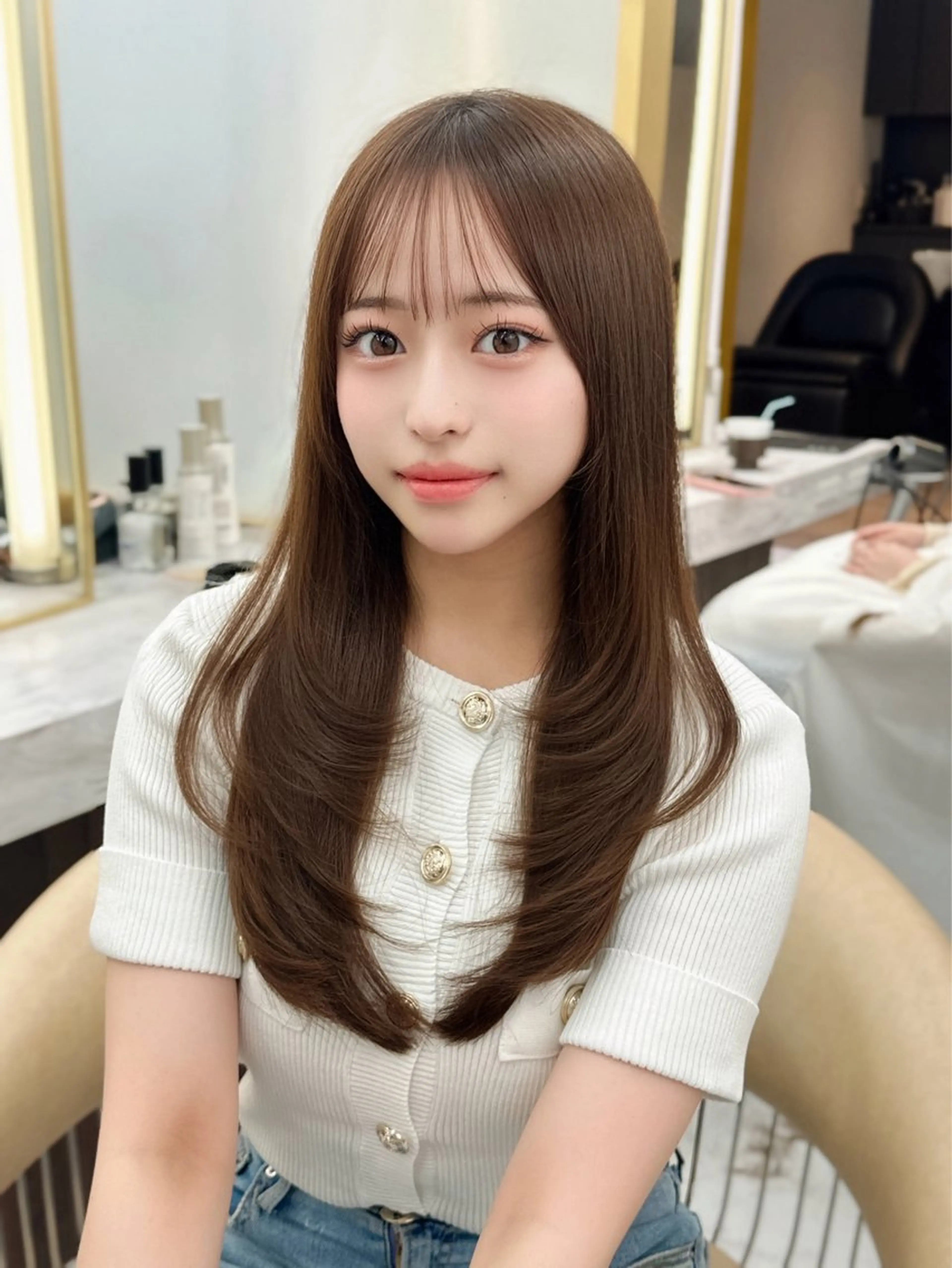 ロング カラー カット 縮毛矯正 kumu 栄のヘアスタイル