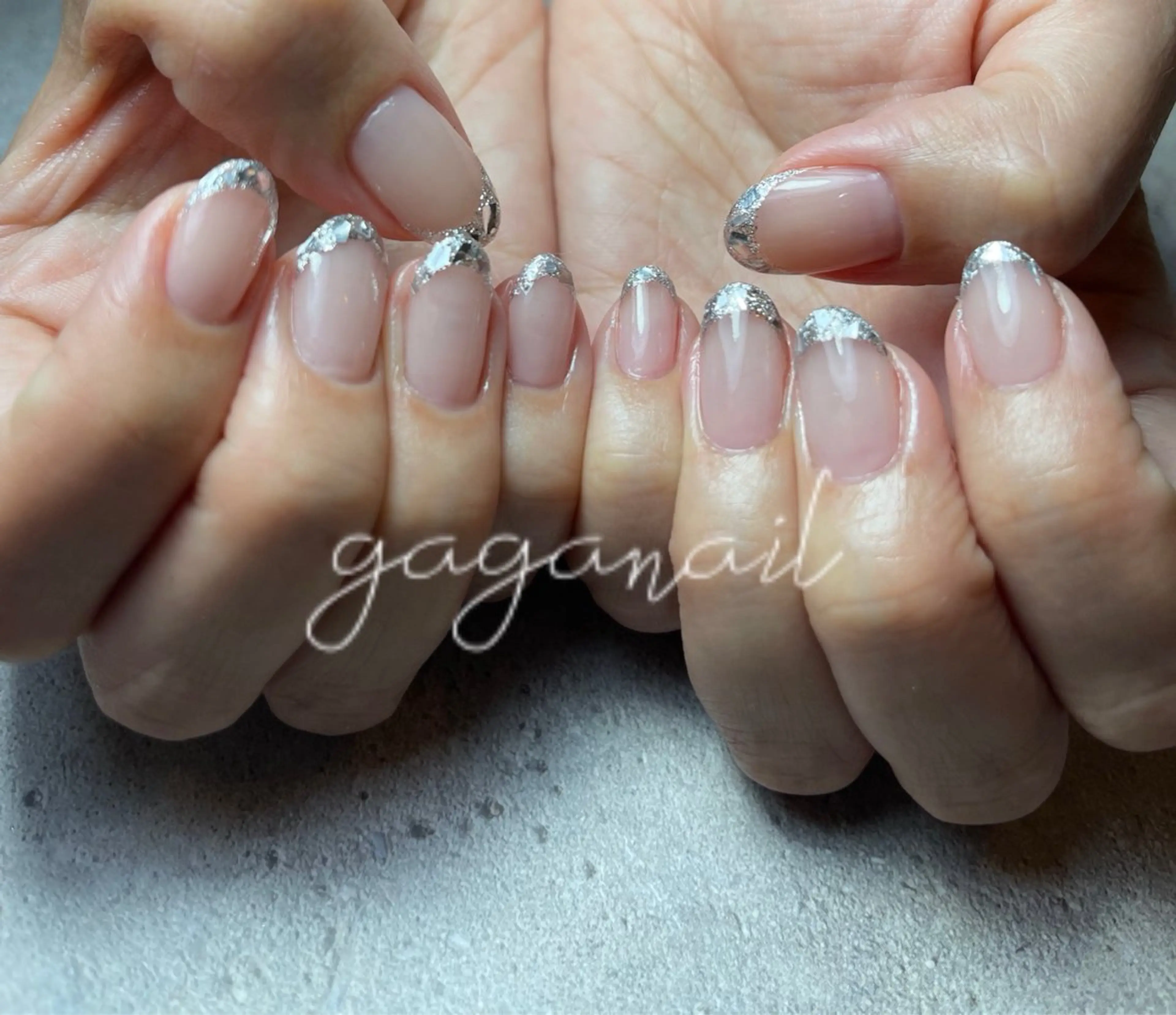 ネイル フレンチネイル ガラスフレンチ nailsalon gagaのネイルデザイン