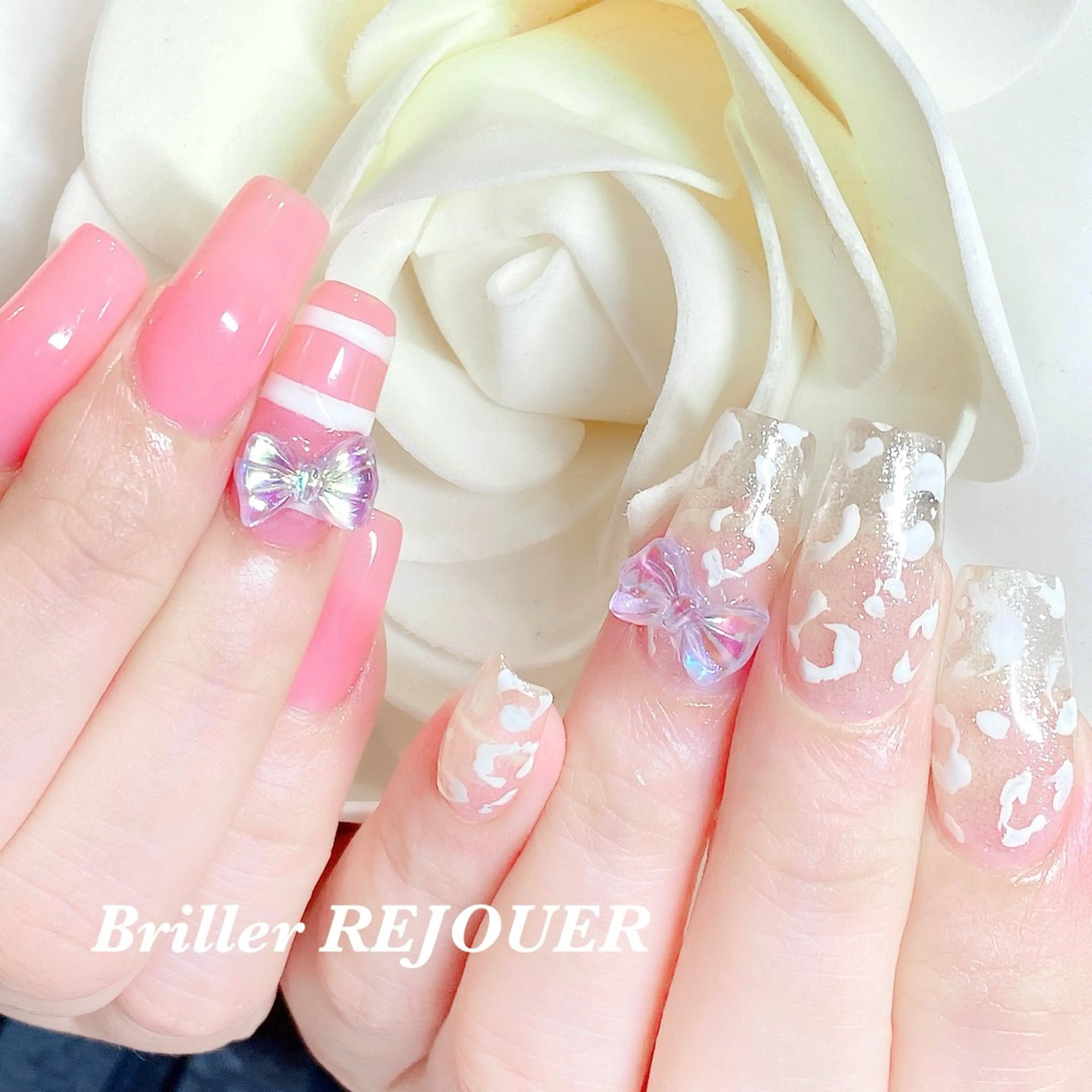 ネイル ジェルネイル リボン スカルプネイル ハンドネイル ネイルサロン&ネイルスクール Briller-REJOUER 【ブリエ・レジュール】所属・Briller Rieのネイルデザイン