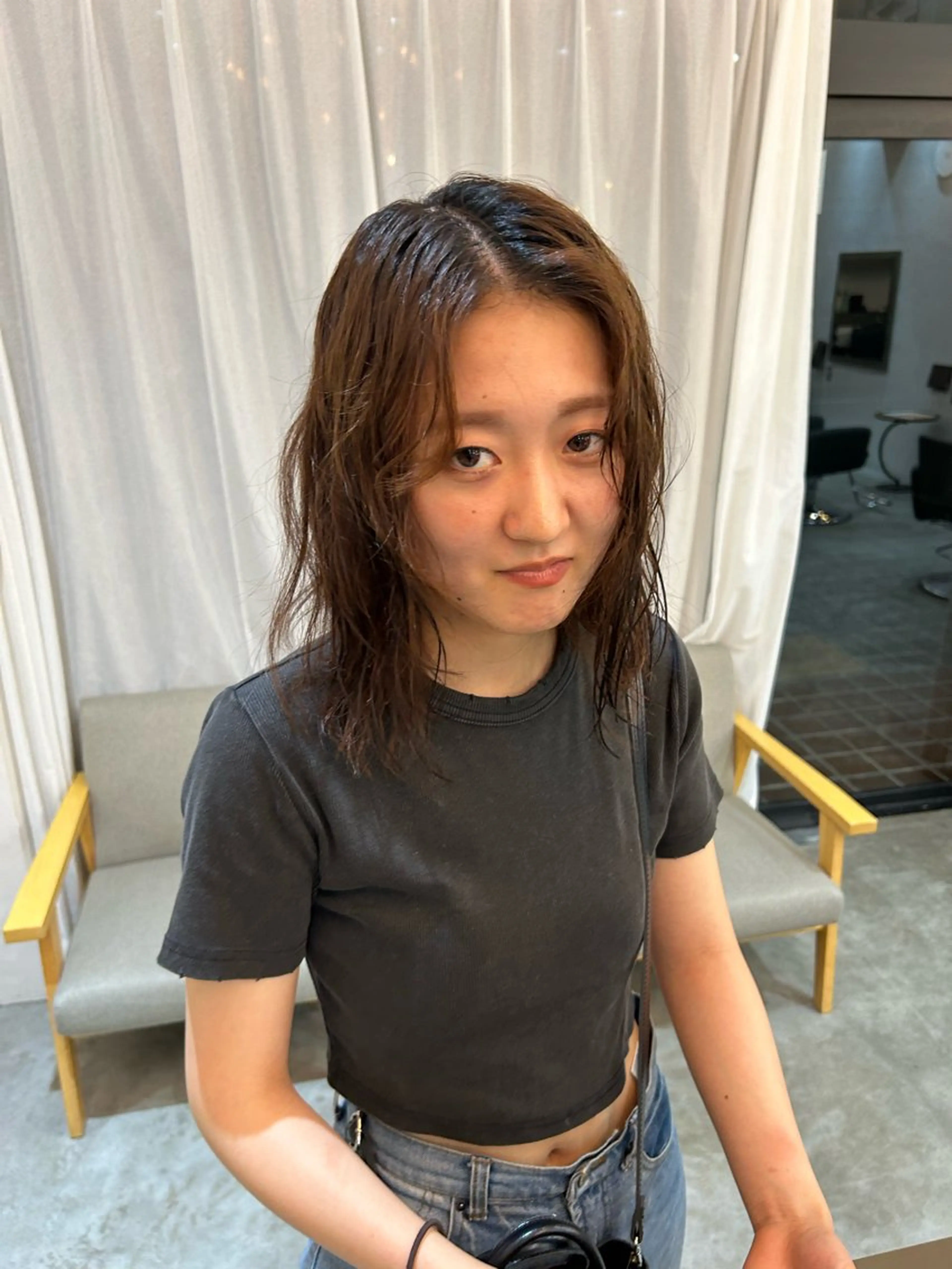 ミディアム パーマ 透明感/艶髪/ 石山浩二のヘアスタイル