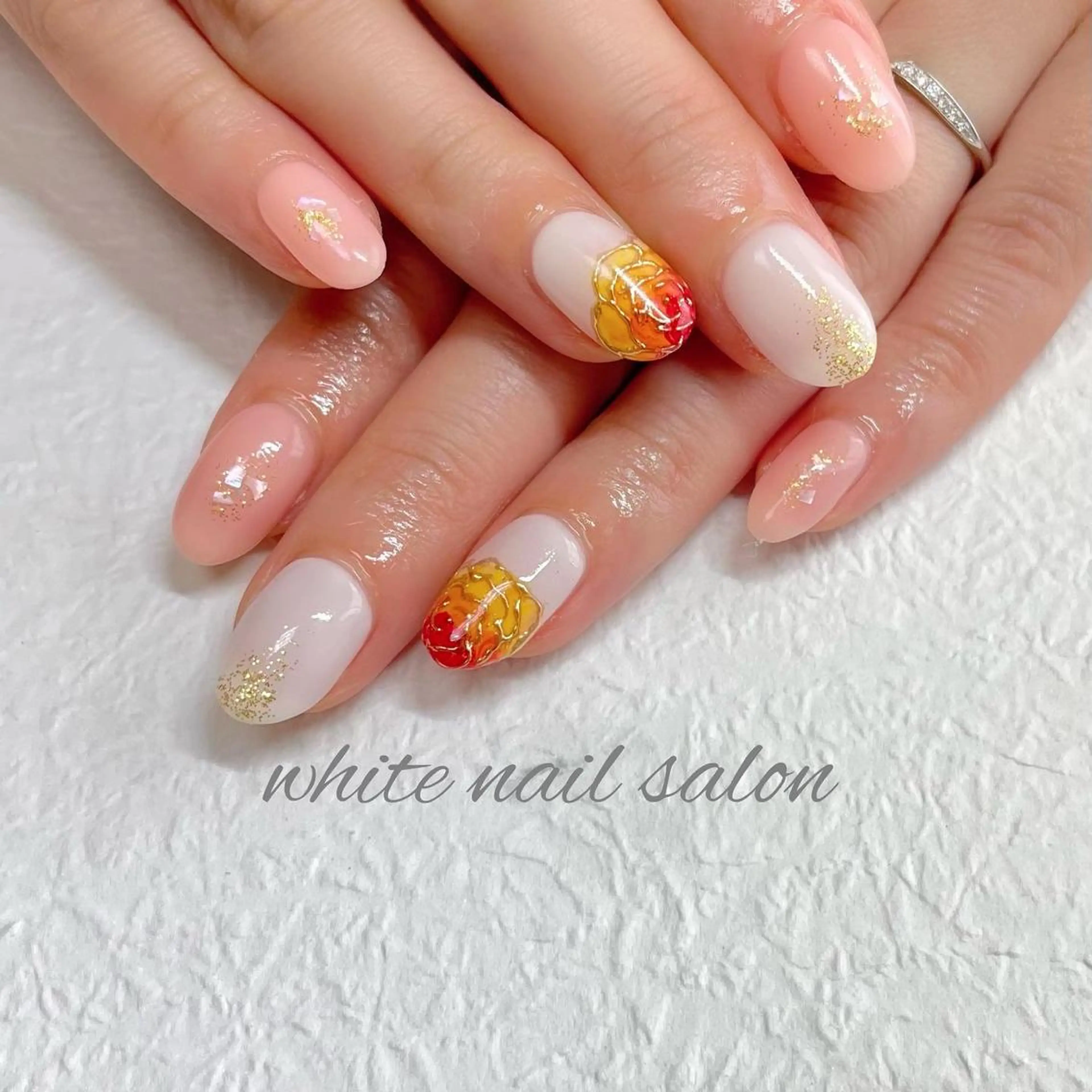 ネイル アートネイル フレンチネイル ジェルネイル ハードジェル ラメ(グリッター) ハンドネイル white nail salonのネイルデザイン